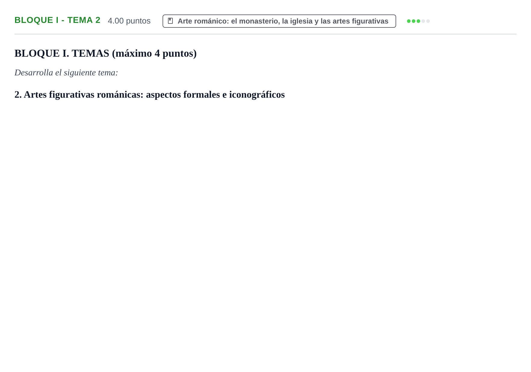 Enunciado: Bloque I - Tema 2 · Historia del Arte PAU Murcia Ordinaria 2023