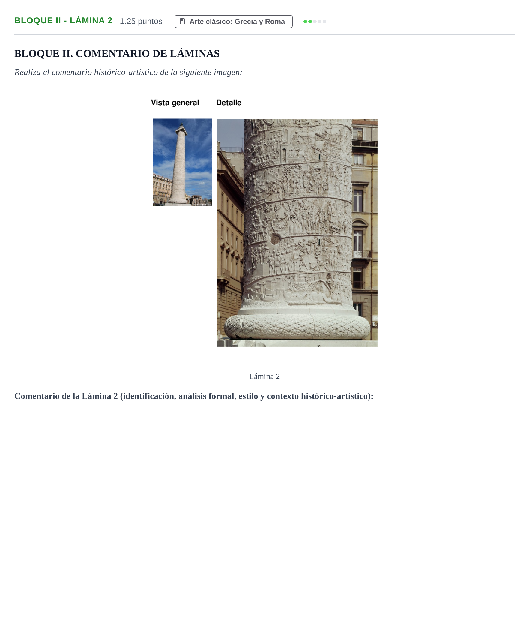 Enunciado: Bloque II - Lámina 2 · Historia del Arte PAU Murcia Ordinaria 2023
