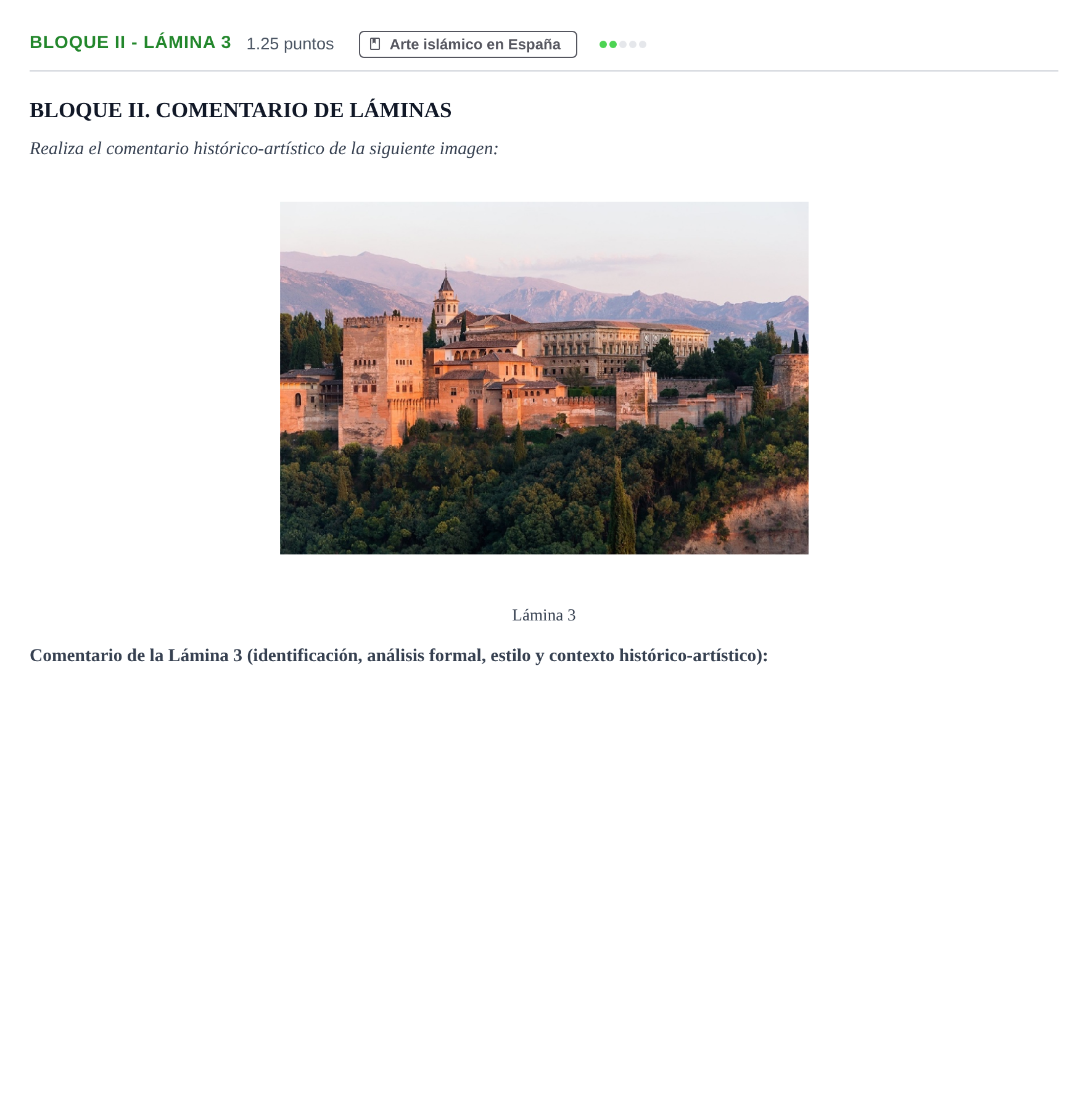Enunciado: Bloque II - Lámina 3 · Historia del Arte PAU Murcia Ordinaria 2023