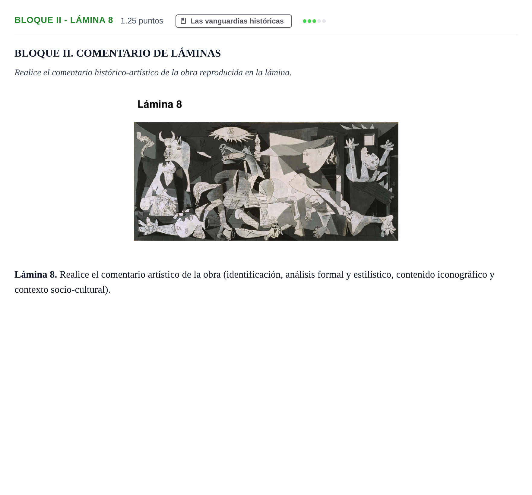 Enunciado: Bloque II - Lámina 8 · Historia del Arte PAU Murcia Ordinaria 2023