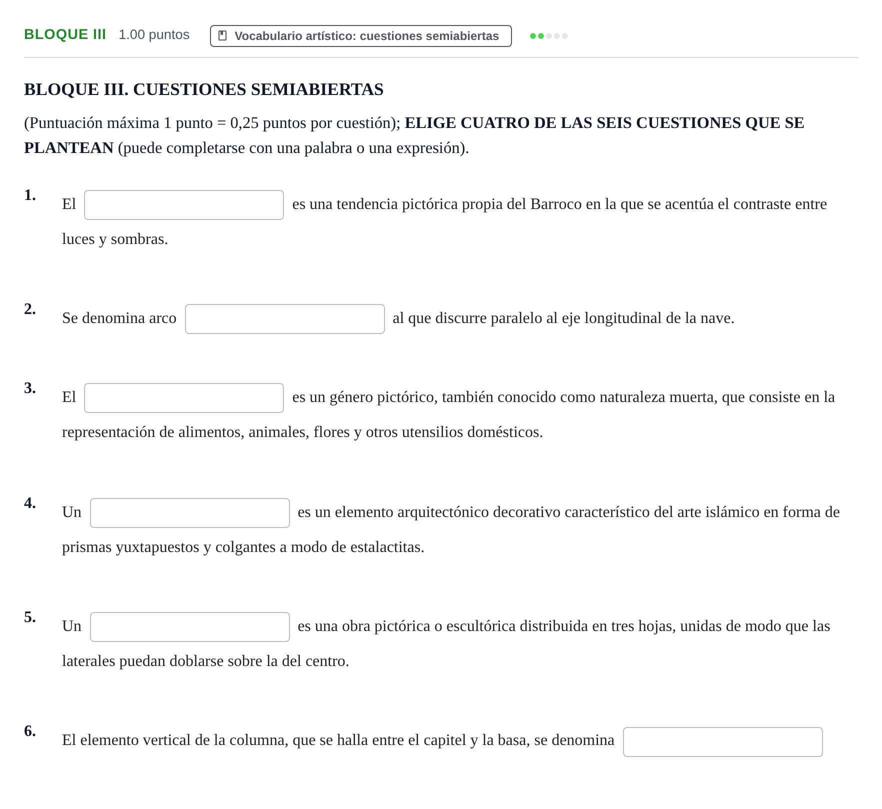 Enunciado: Bloque III · Historia del Arte PAU Murcia Ordinaria 2023