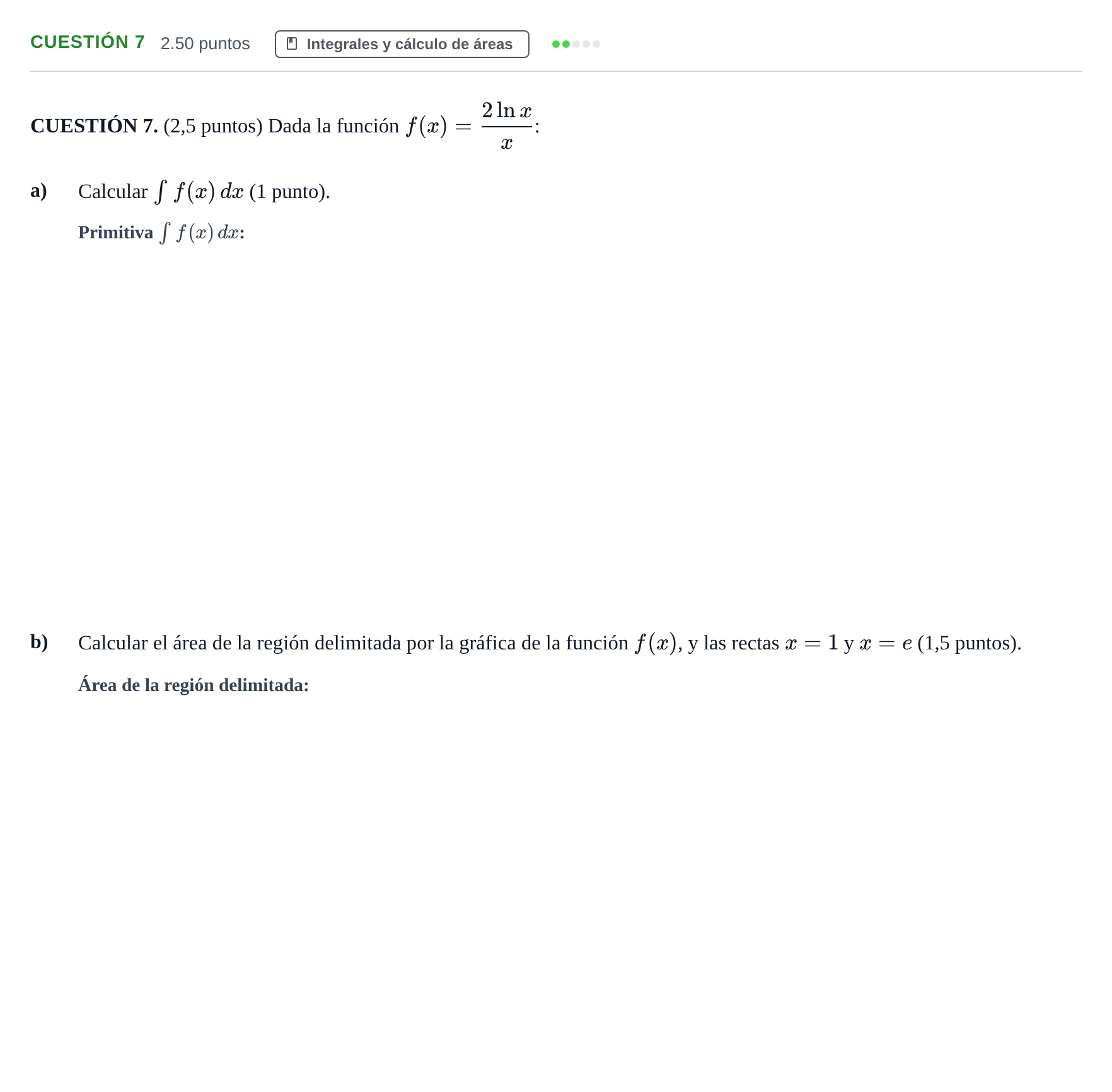 Enunciado: Cuestión 7 · Matemáticas aplicadas a las Ciencias Sociales II PAU Murcia Ordinaria 2023