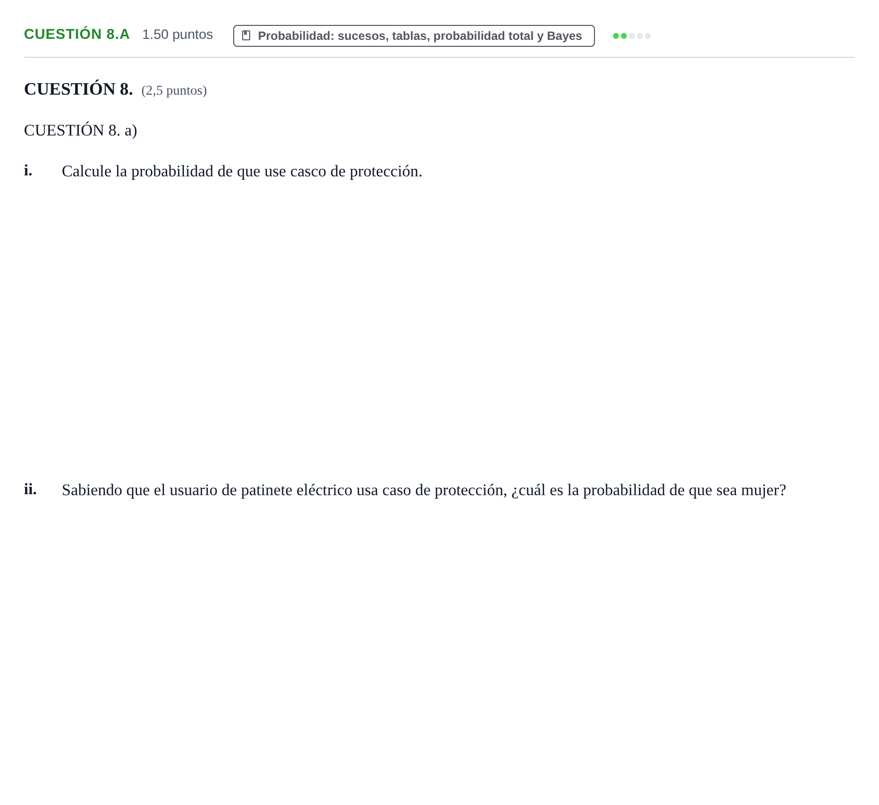 Enunciado: Cuestión 8.a - Probabilidad · Matemáticas aplicadas a las Ciencias Sociales II PAU Murcia Ordinaria 2023