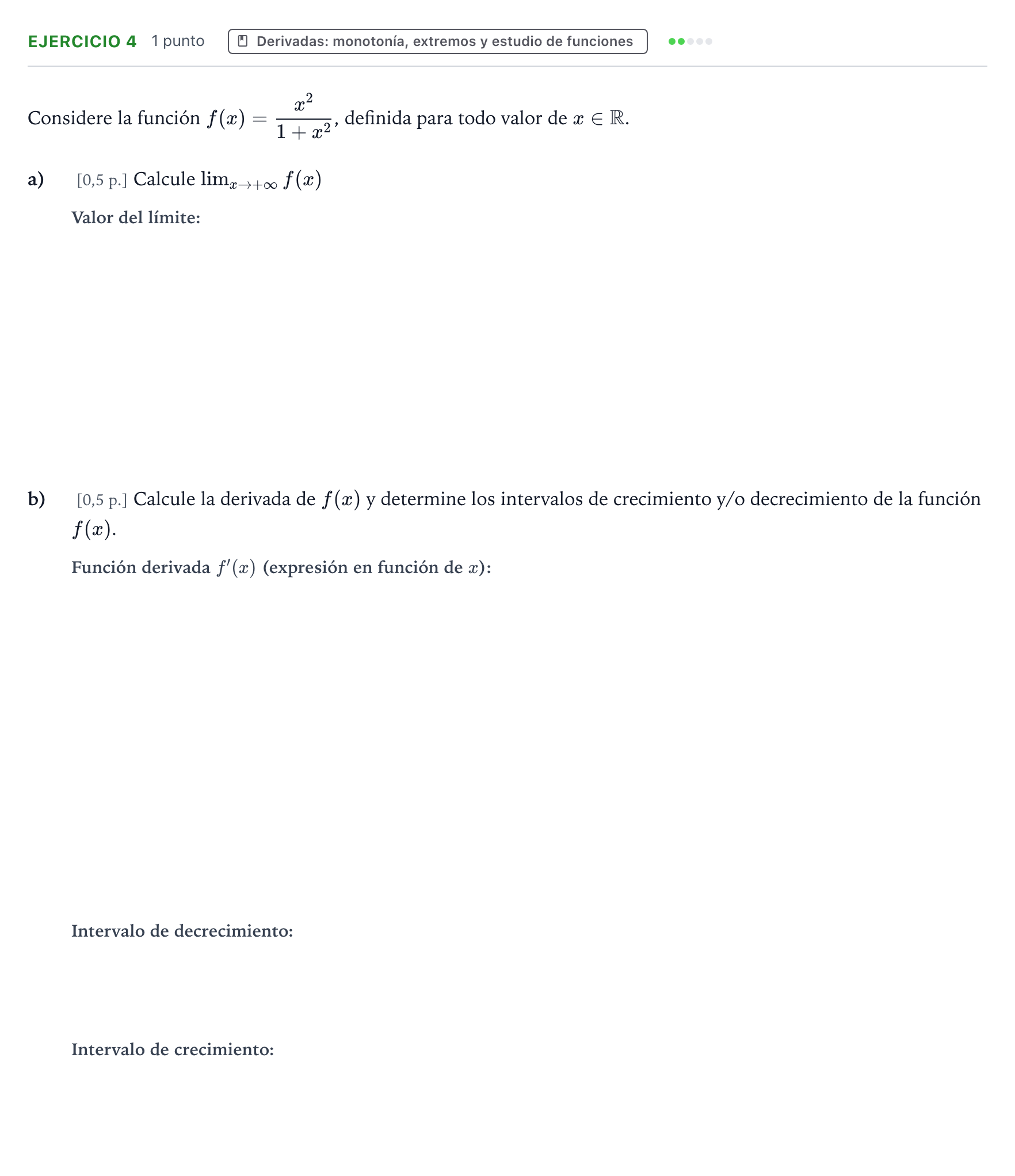 Enunciado: Ejercicio 4 - Derivadas: monotonía, extremos y estudio de f… · Matemáticas II PAU Murcia Ordinaria 2023