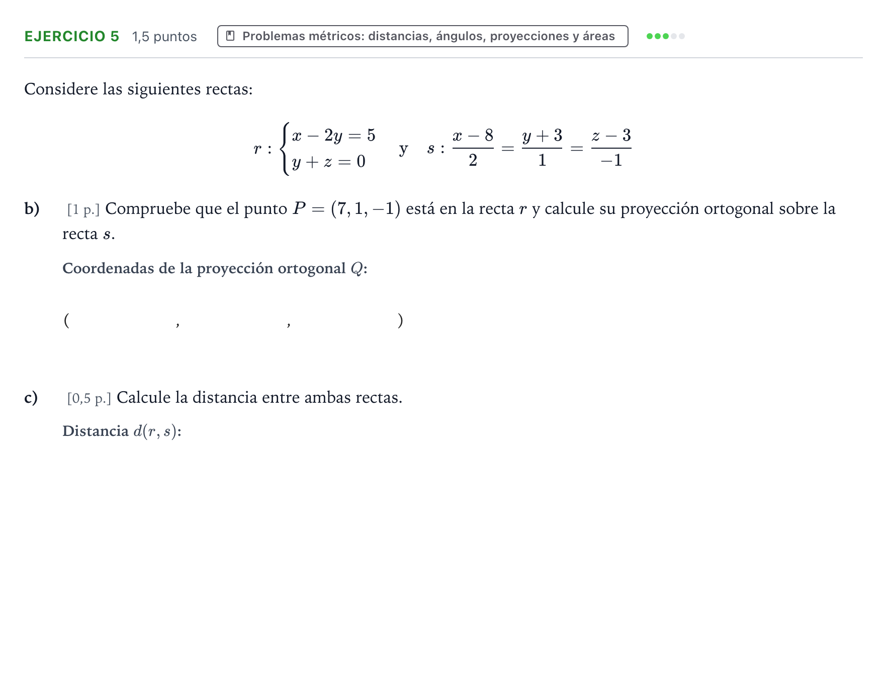 Enunciado: Ejercicio 5 - Problemas métricos: distancias, ángulos, proy… · Matemáticas II PAU Murcia Ordinaria 2023