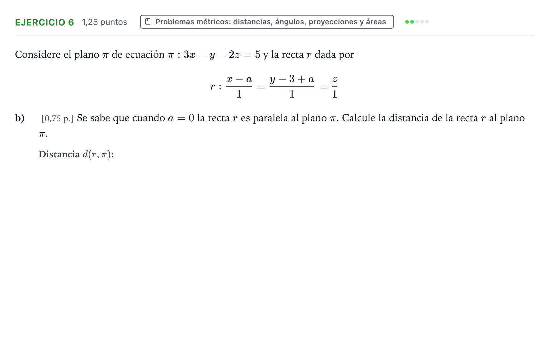 Enunciado: Ejercicio 6 - Problemas métricos: distancias, ángulos, proy… · Matemáticas II PAU Murcia Ordinaria 2023