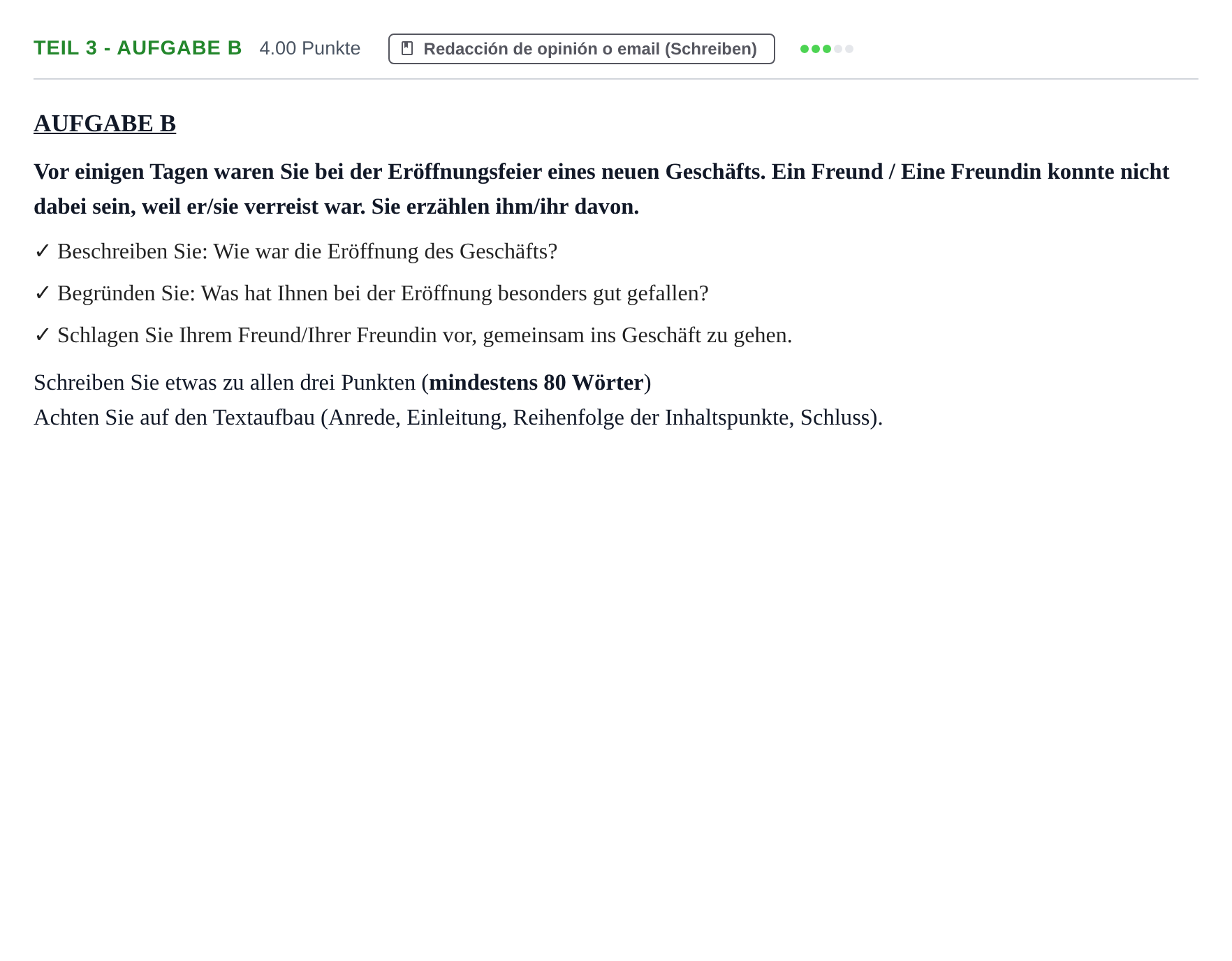Enunciado: Ejercicio Teil 3 - Aufgabe B · Alemán PAU Murcia Extraordinaria 2023