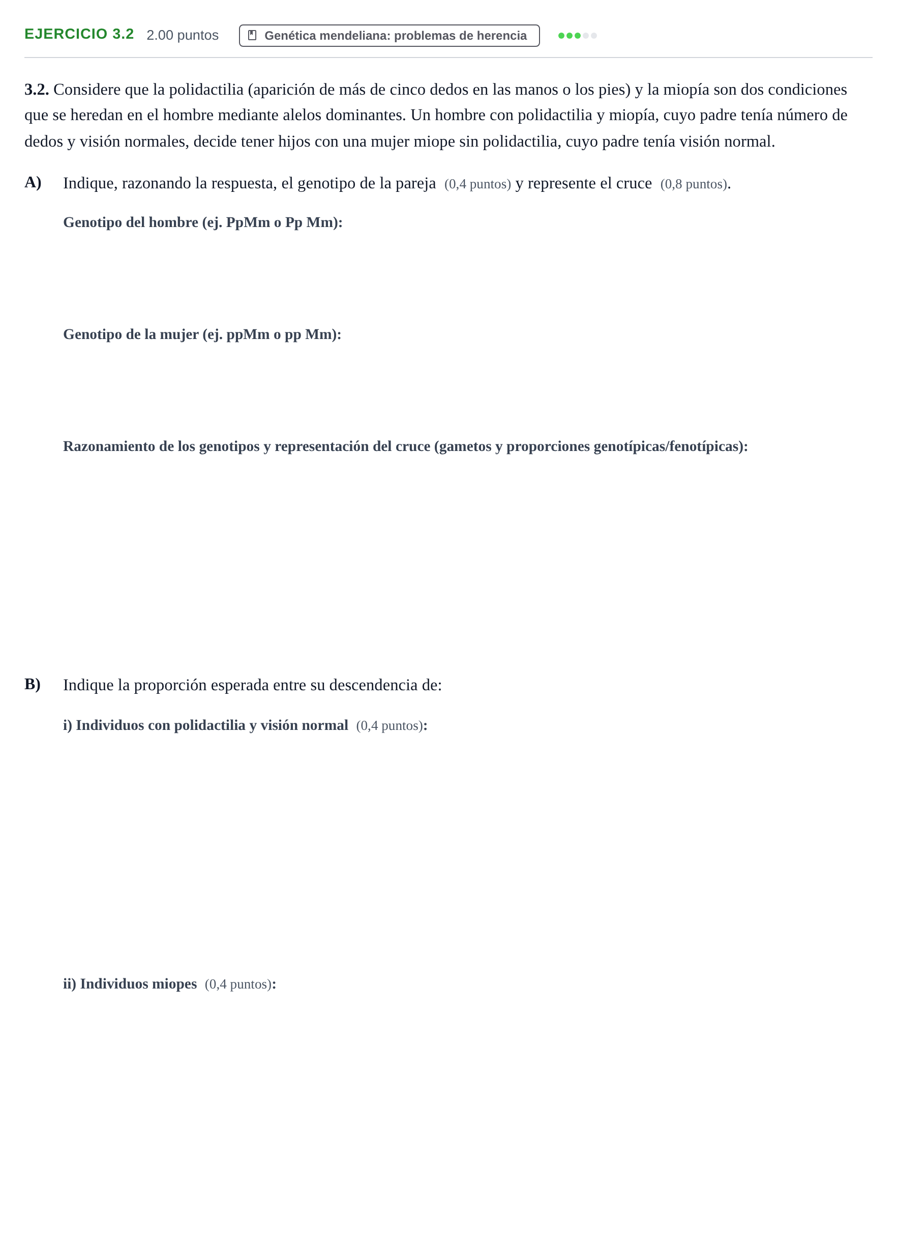 Enunciado: Ejercicio 3.2 · Biología PAU Murcia Extraordinaria 2023