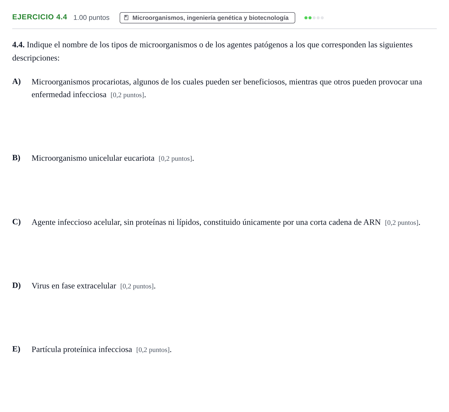 Enunciado: Ejercicio 4.4 · Biología PAU Murcia Extraordinaria 2023
