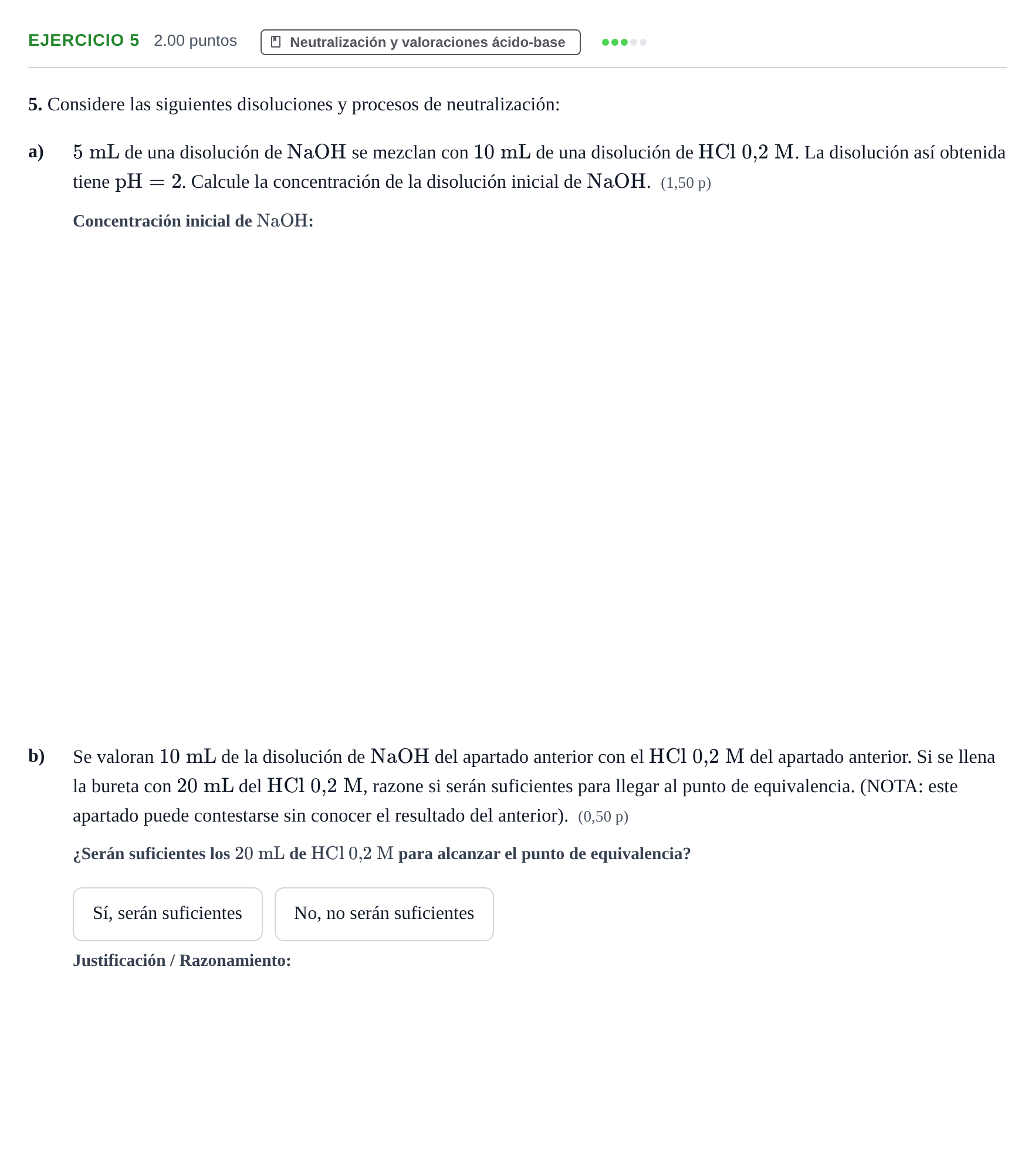 Enunciado: Problema 5 · Química PAU Murcia Ordinaria 2023