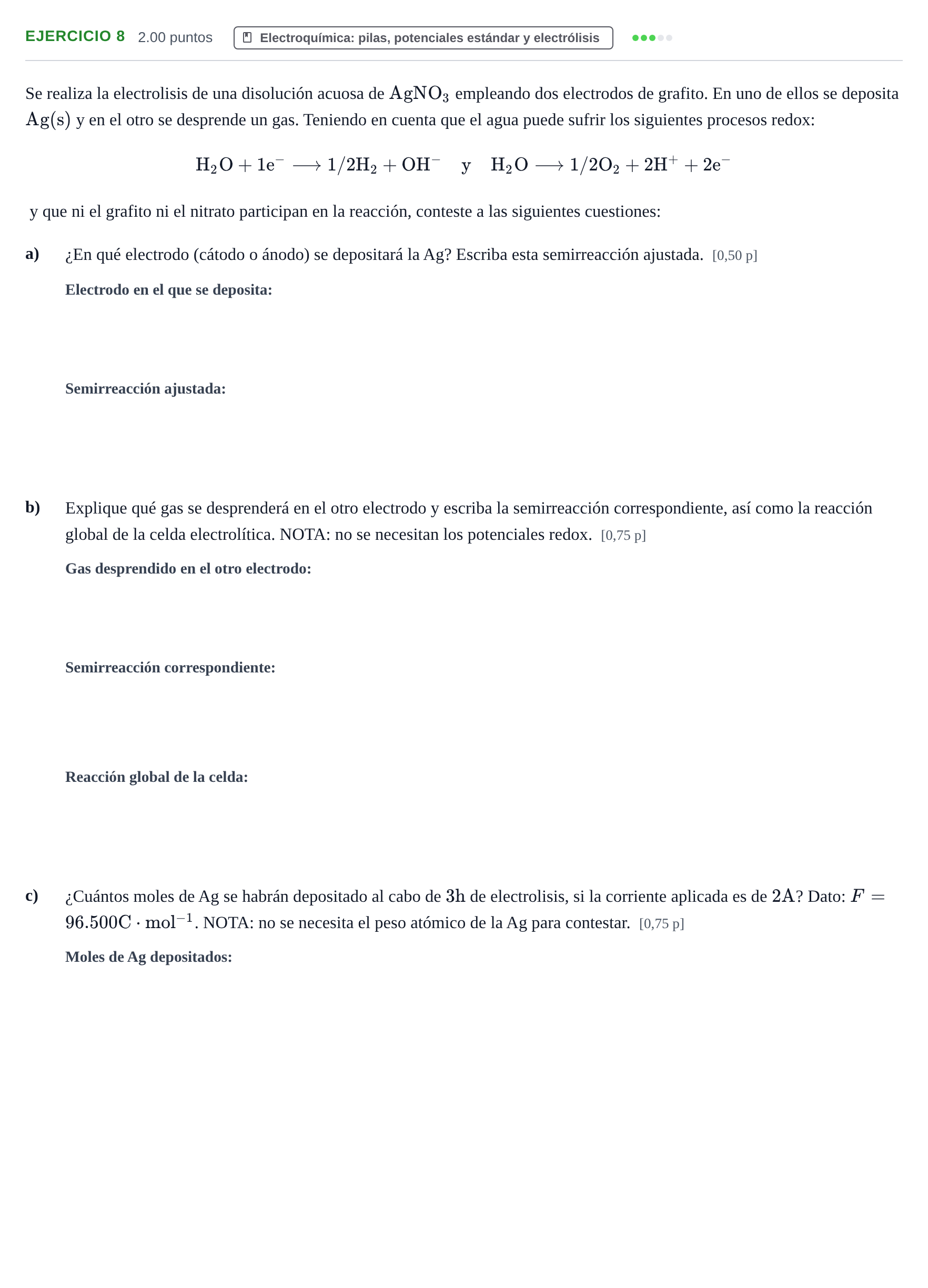 Enunciado: Problema 8 · Química PAU Murcia Ordinaria 2023