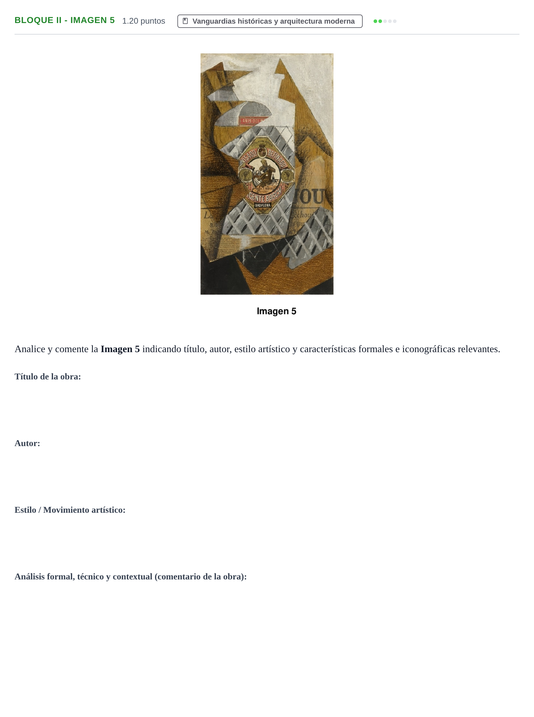 Enunciado: Bloque II - Imagen 5 · Fundamentos Artísticos PAU Murcia Extraordinaria 2023