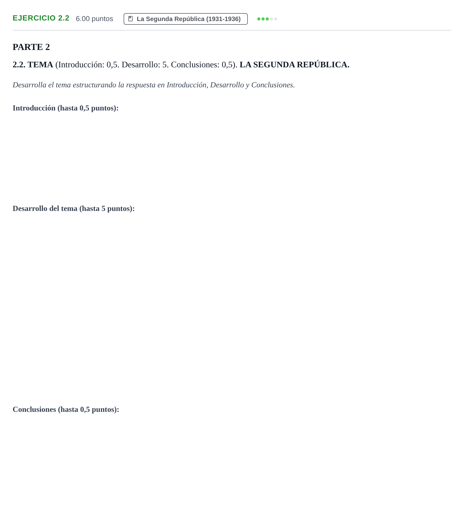 Enunciado: Ejercicio 2.2 · Historia de España PAU Murcia Extraordinaria 2023