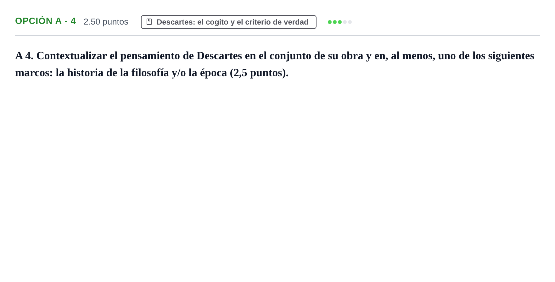 Enunciado: Opción A - 4 · Historia de la Filosofía PAU Murcia Extraordinaria 2023