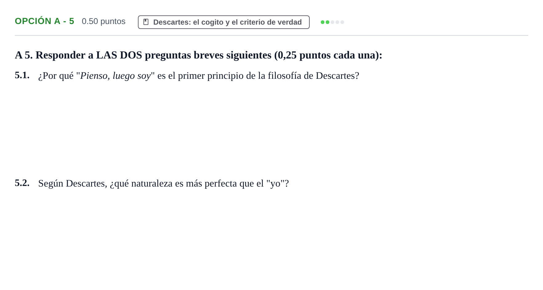 Enunciado: Opción A - 5 · Historia de la Filosofía PAU Murcia Extraordinaria 2023