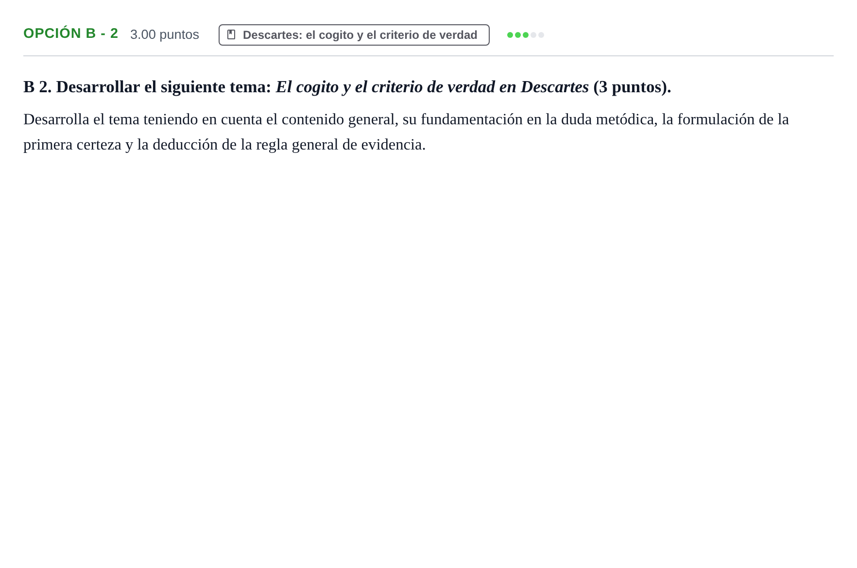 Enunciado: Opción B - 2 · Historia de la Filosofía PAU Murcia Extraordinaria 2023
