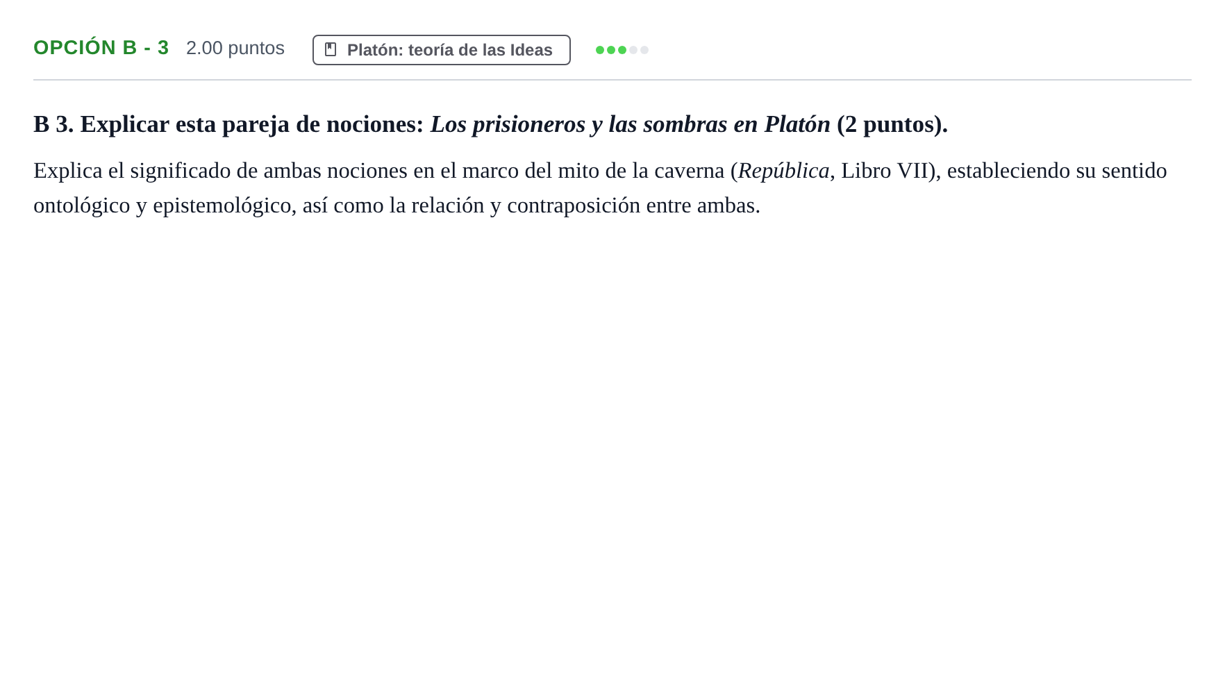 Enunciado: Opción B - 3 · Historia de la Filosofía PAU Murcia Extraordinaria 2023