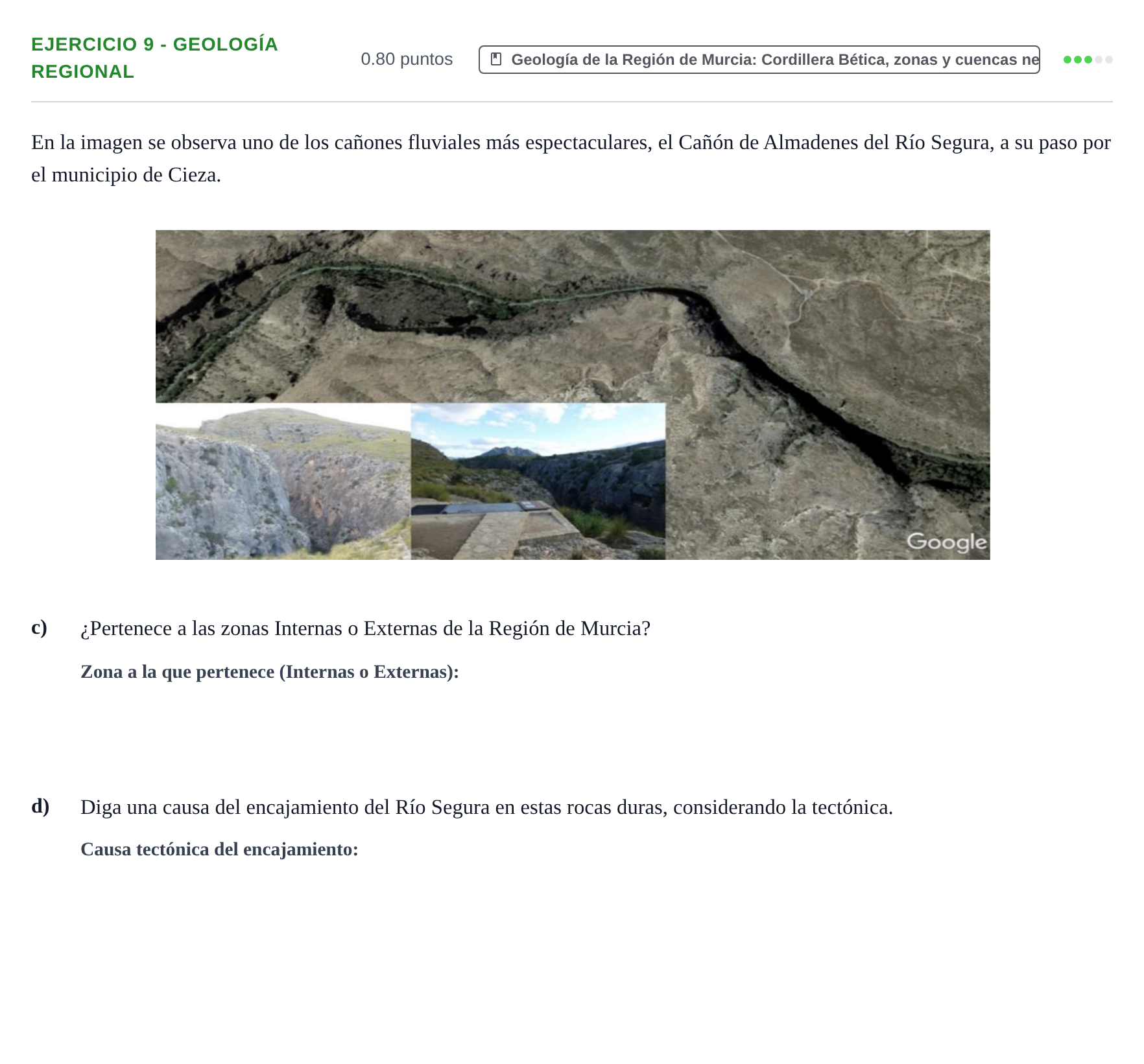 Enunciado: Ejercicio 9 - Geología regional · Geología y Ciencias Ambientales PAU Murcia Extraordinaria 2023