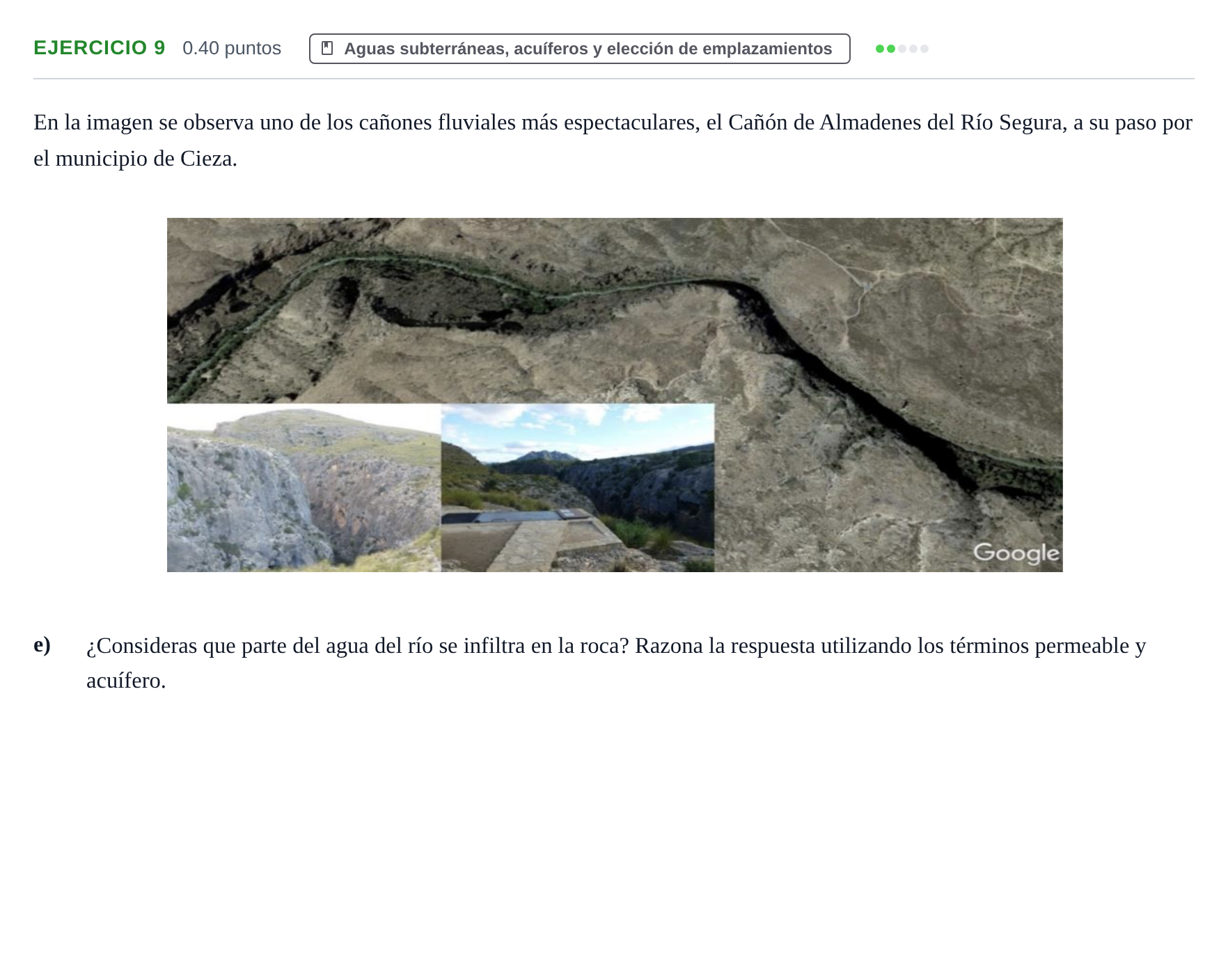 Enunciado: Ejercicio 9 - Aguas subterráneas · Geología y Ciencias Ambientales PAU Murcia Extraordinaria 2023