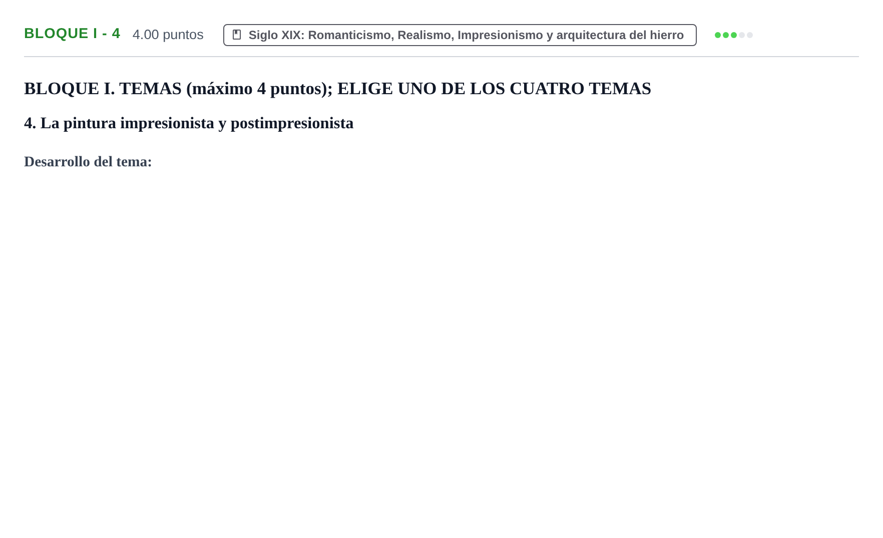 Enunciado: Bloque I - 4 · Historia del Arte PAU Murcia Extraordinaria 2023