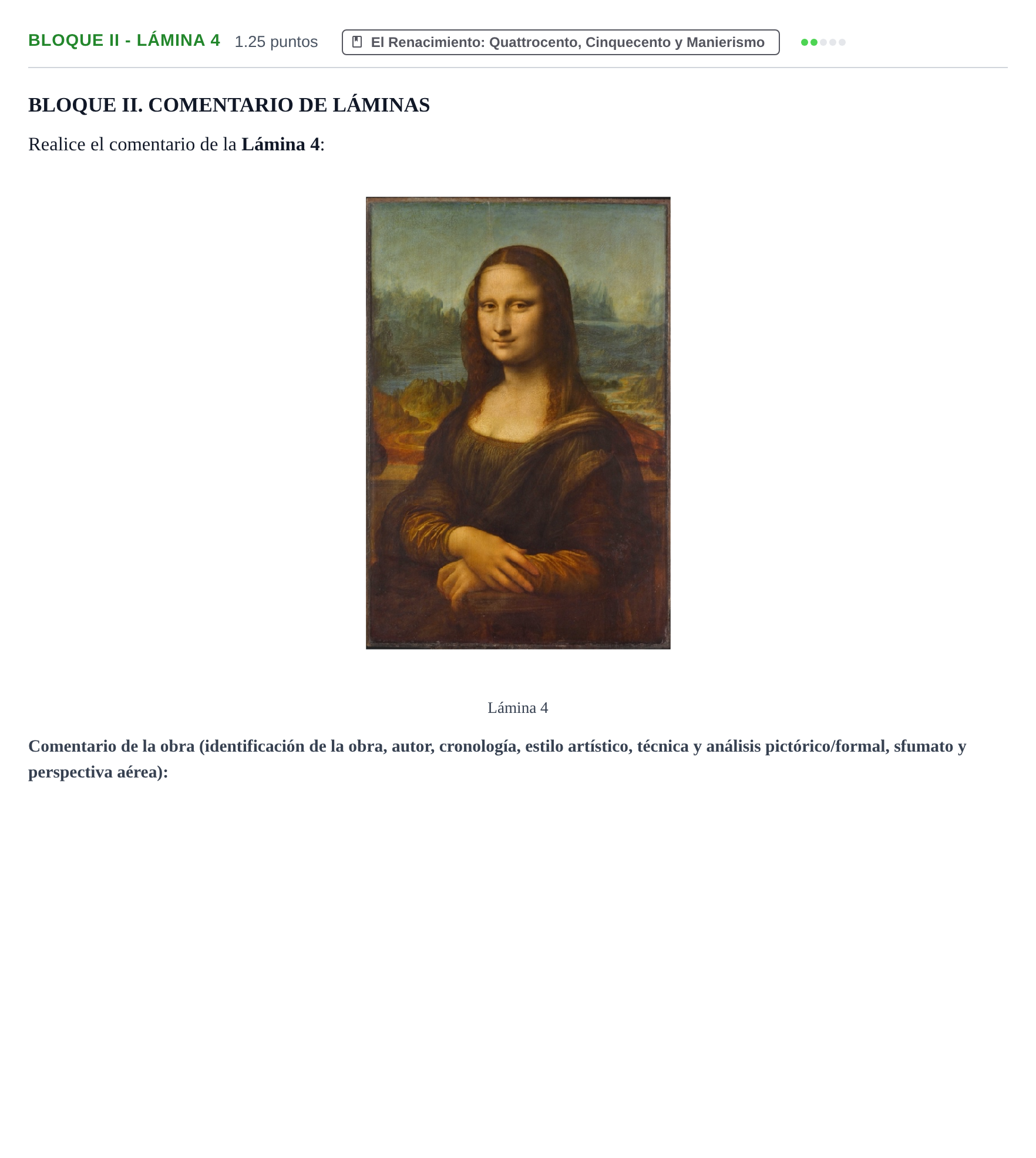 Enunciado: Bloque II - Lámina 4 · Historia del Arte PAU Murcia Extraordinaria 2023