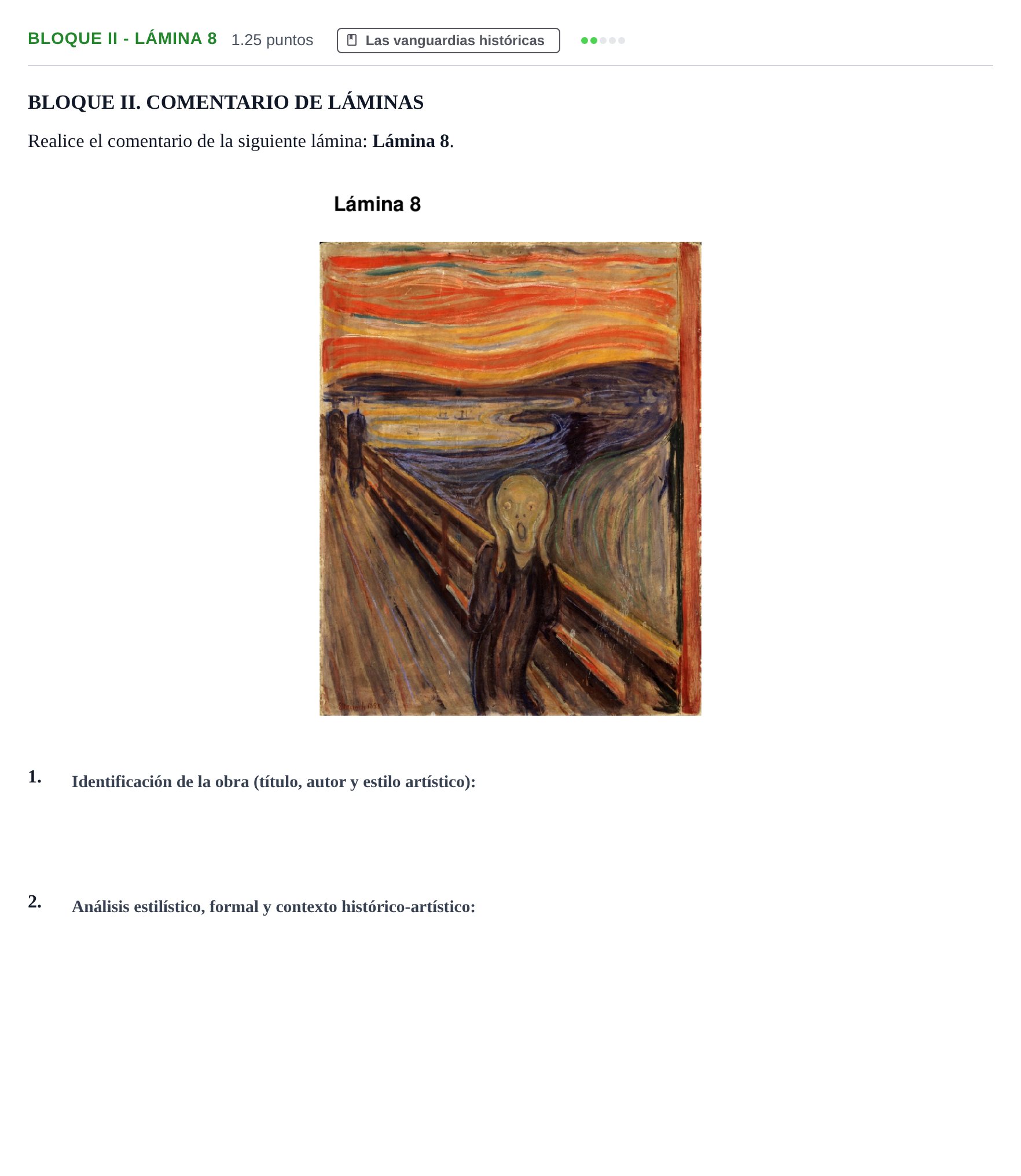 Enunciado: Bloque II - Lámina 8 · Historia del Arte PAU Murcia Extraordinaria 2023
