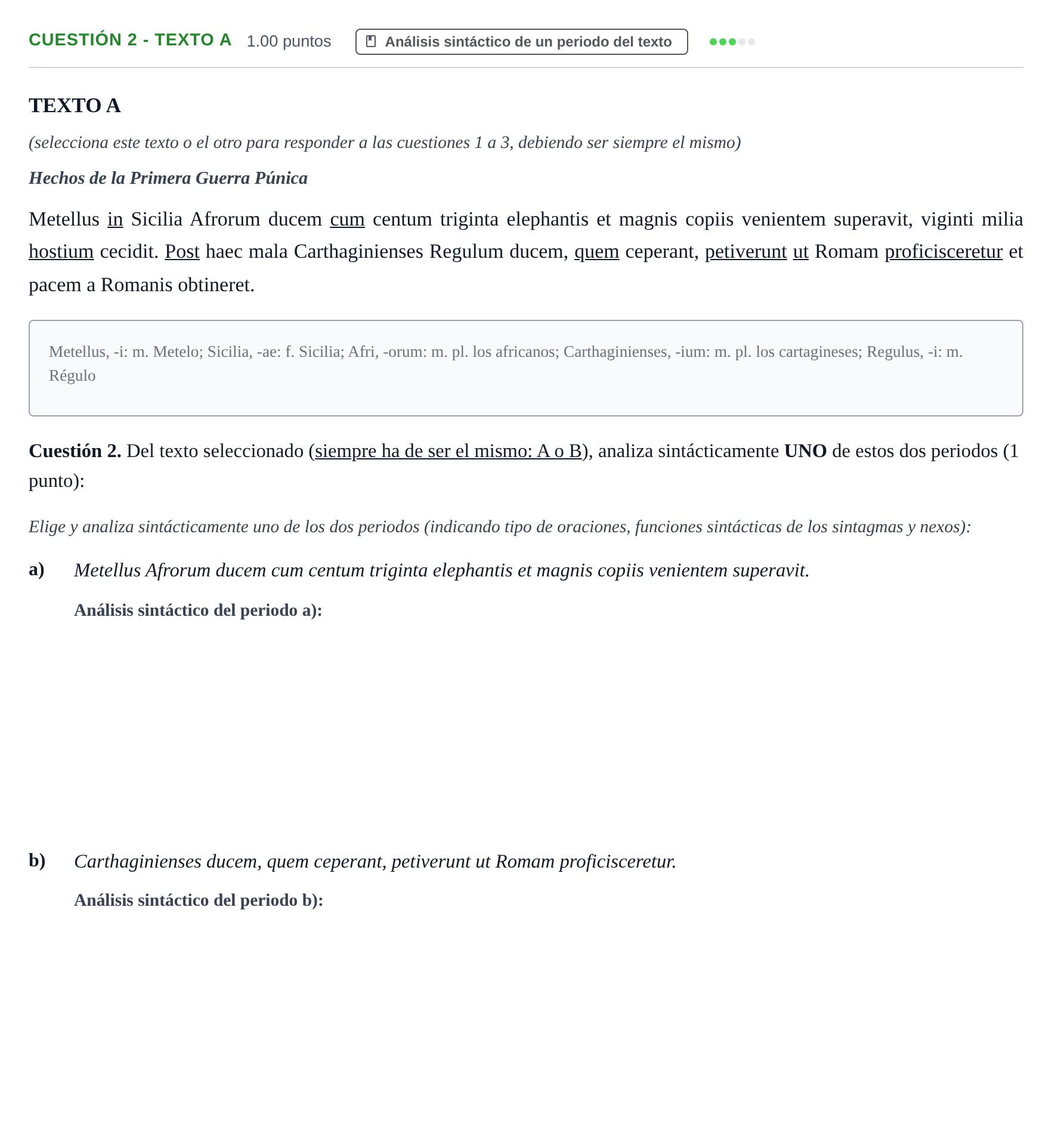 Enunciado: Cuestión 2 - Texto A · Latín II PAU Murcia Extraordinaria 2023