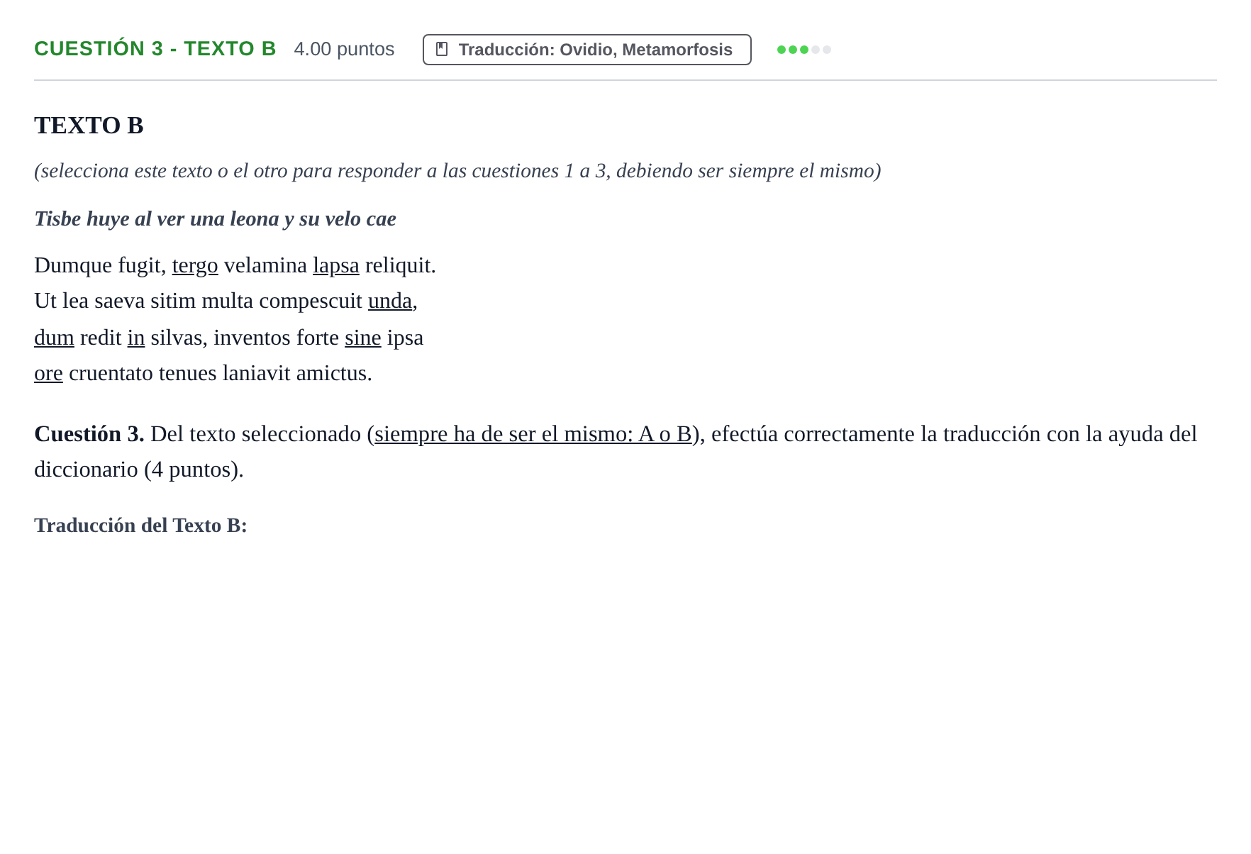 Enunciado: Cuestión 3 - Texto B · Latín II PAU Murcia Extraordinaria 2023