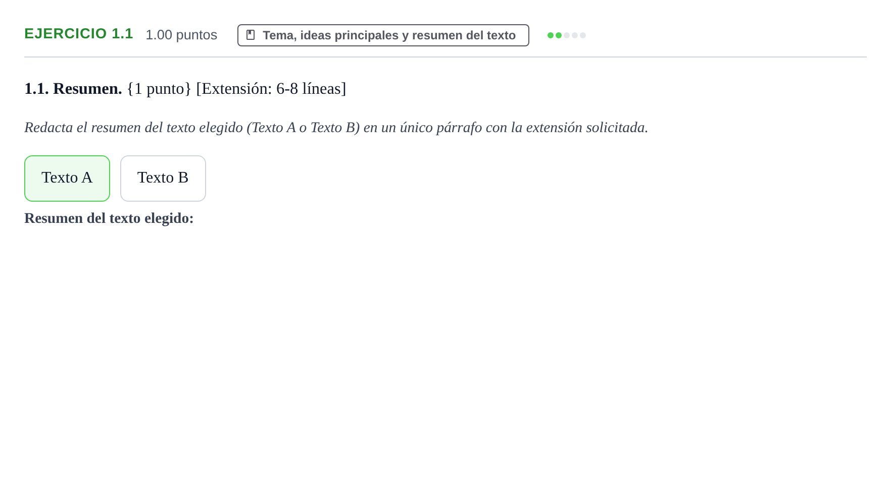 Enunciado: Ejercicio 1.1 · Lengua Castellana y Literatura II PAU Murcia Extraordinaria 2023