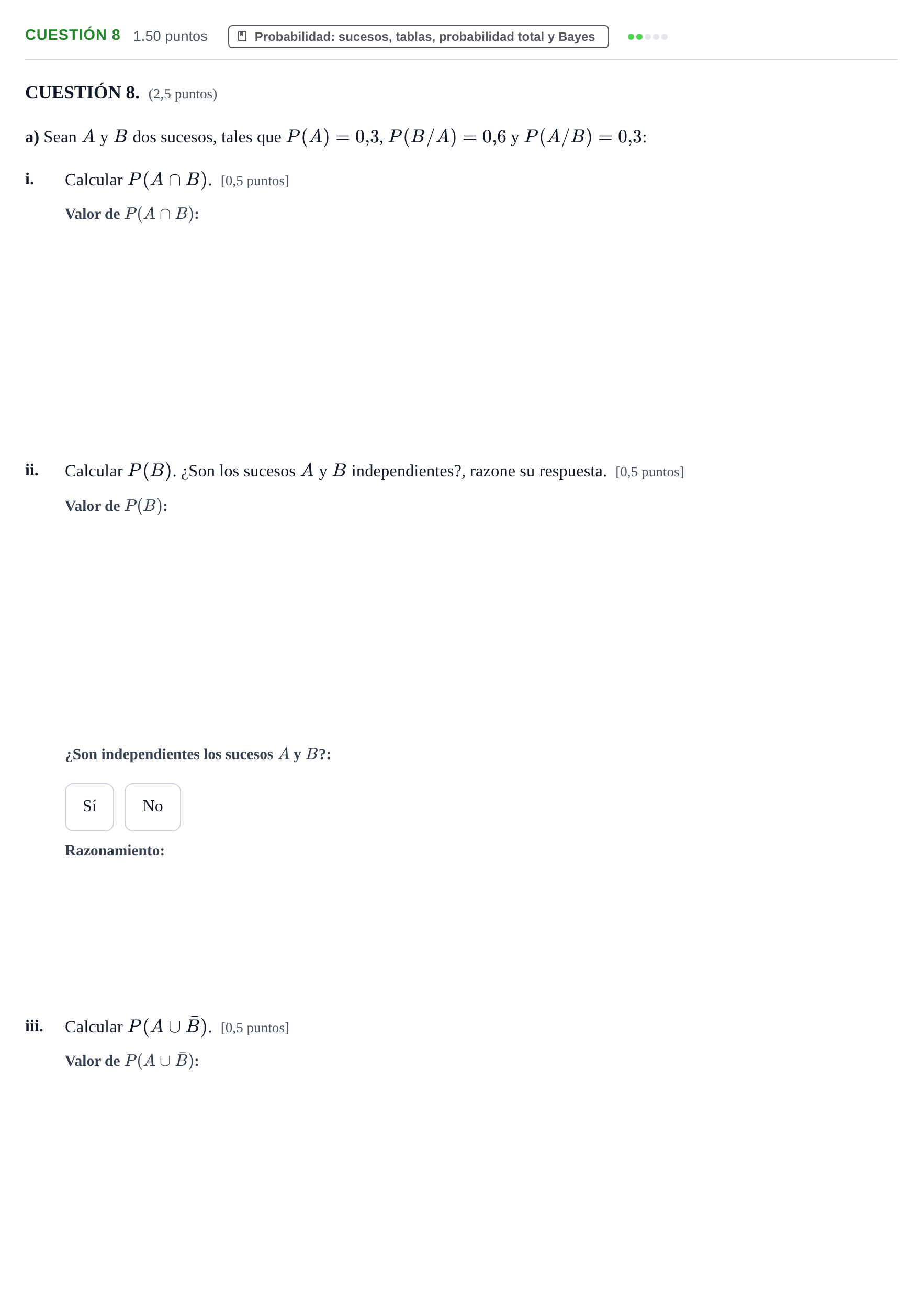 Enunciado: Cuestión 8 - Probabilidad · Matemáticas aplicadas a las Ciencias Sociales II PAU Murcia Extraordinaria 2023