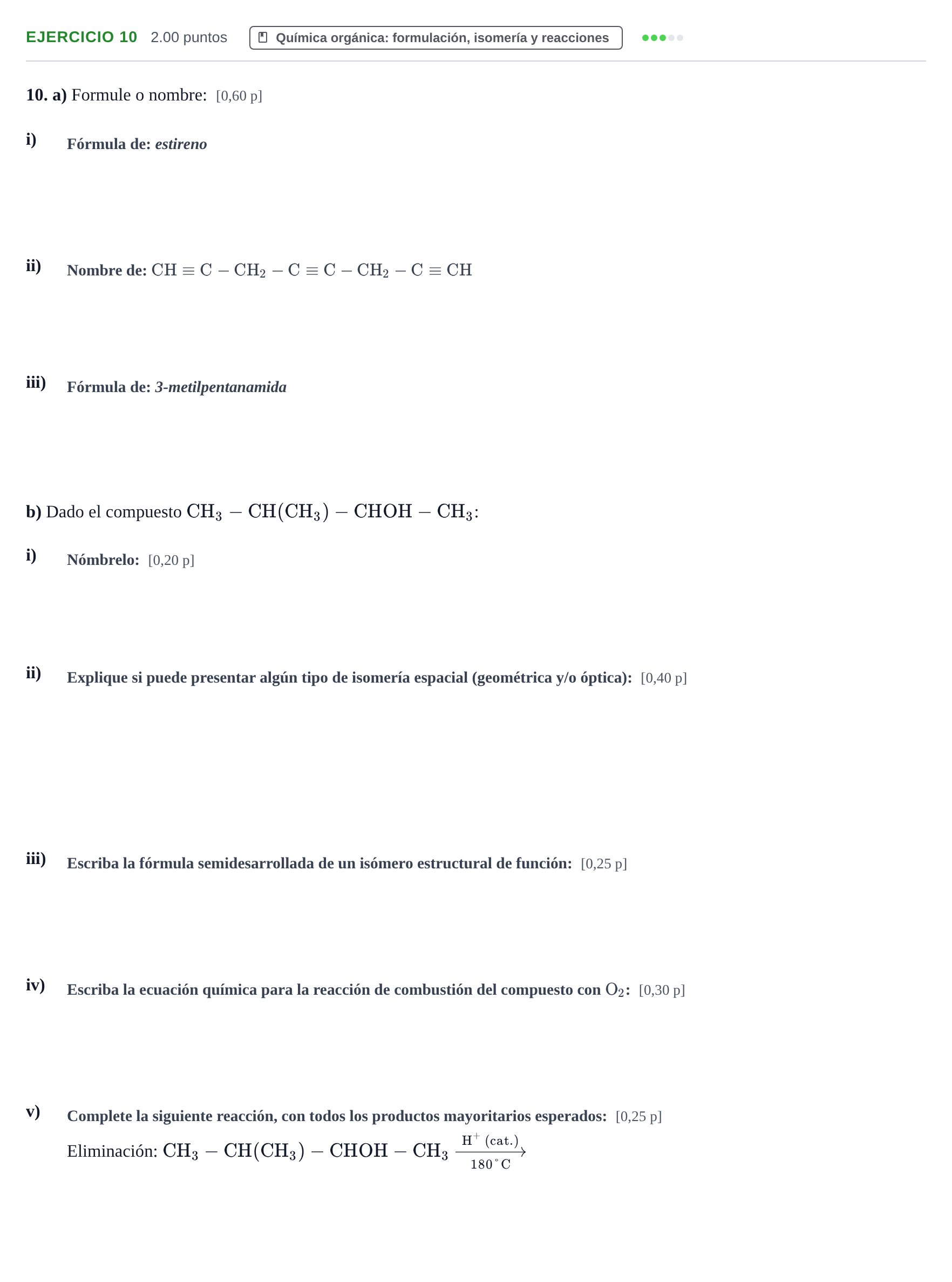 Enunciado: Problema 10 · Química PAU Murcia Extraordinaria 2023