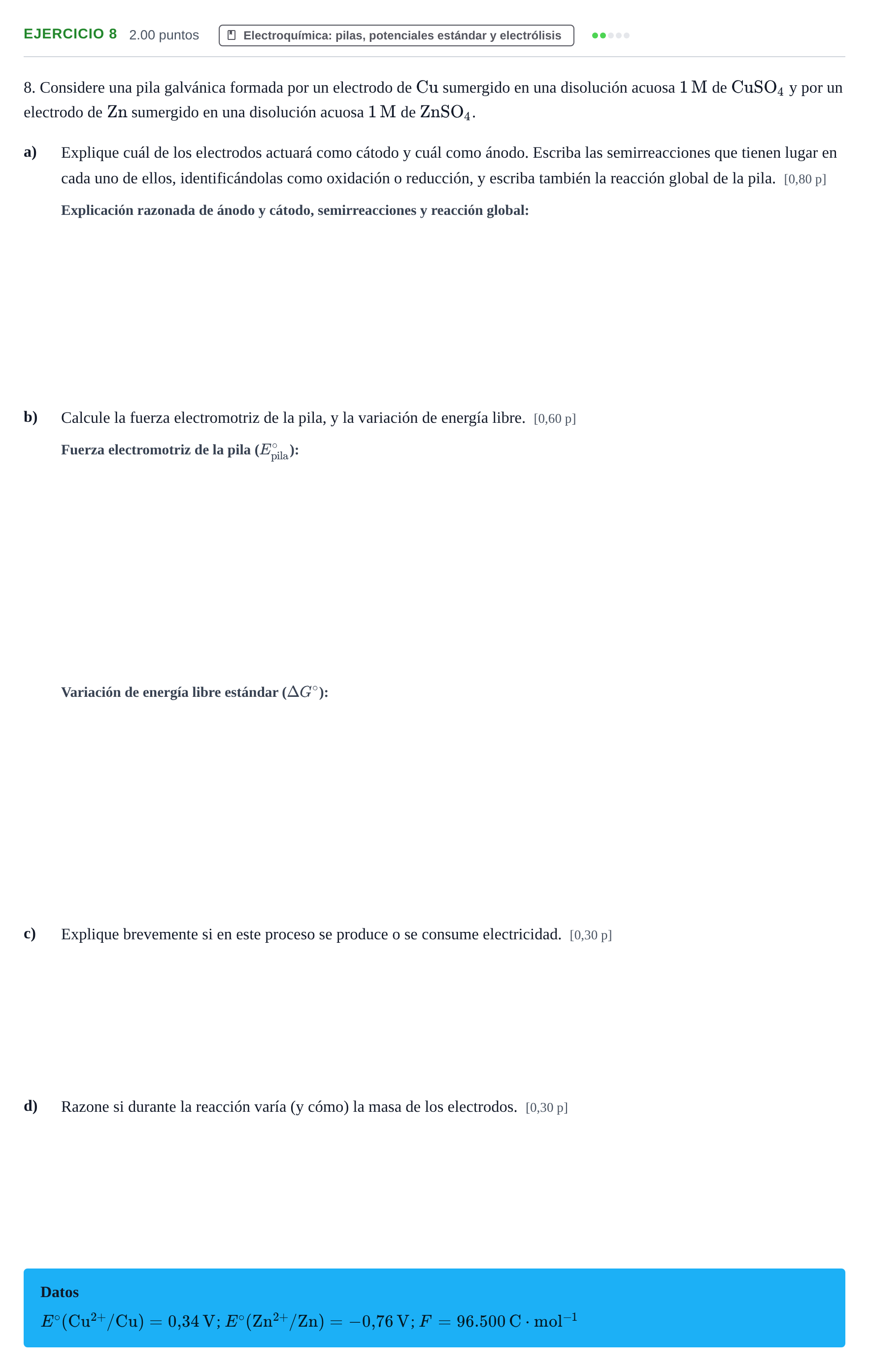 Enunciado: Problema 8 · Química PAU Murcia Extraordinaria 2023