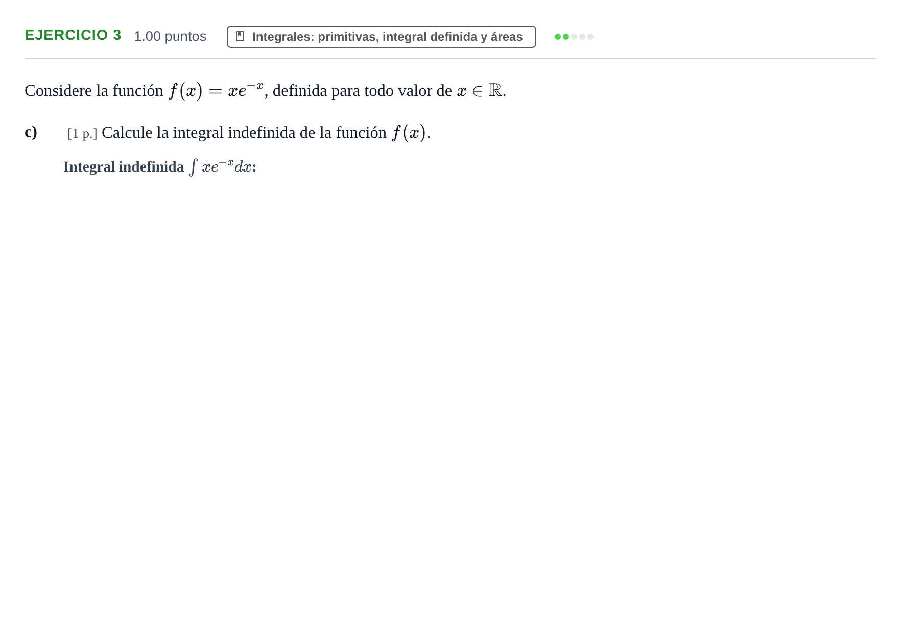 Enunciado: Ejercicio 3 - Integrales: primitivas, integral definida y á… · Matemáticas II PAU Murcia Extraordinaria 2023