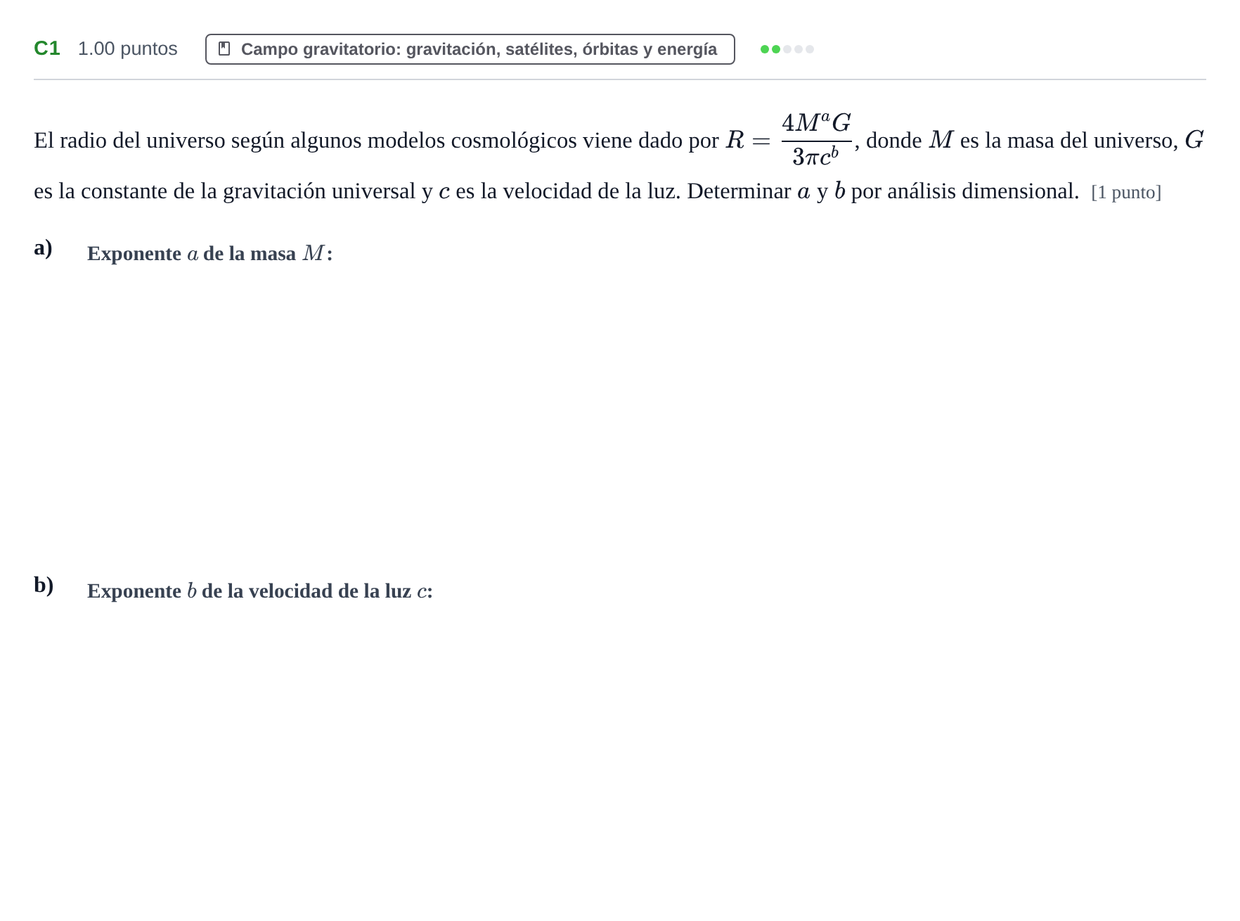 Enunciado: Ejercicio C1 · Física PAU Murcia Ordinaria 2022