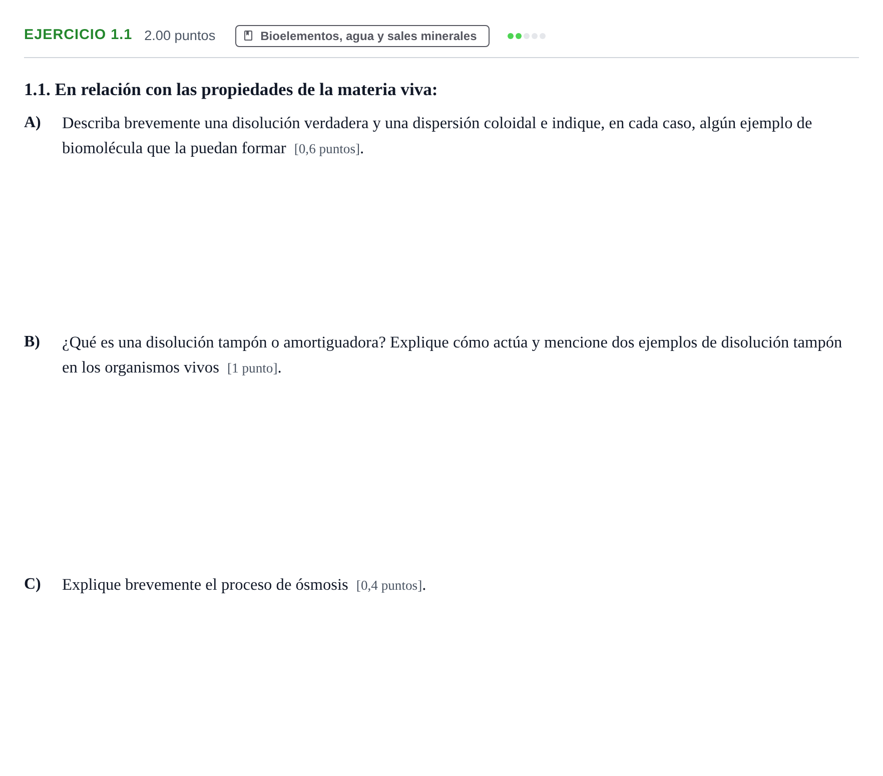 Enunciado: Ejercicio 1.1 · Biología PAU Murcia Ordinaria 2022