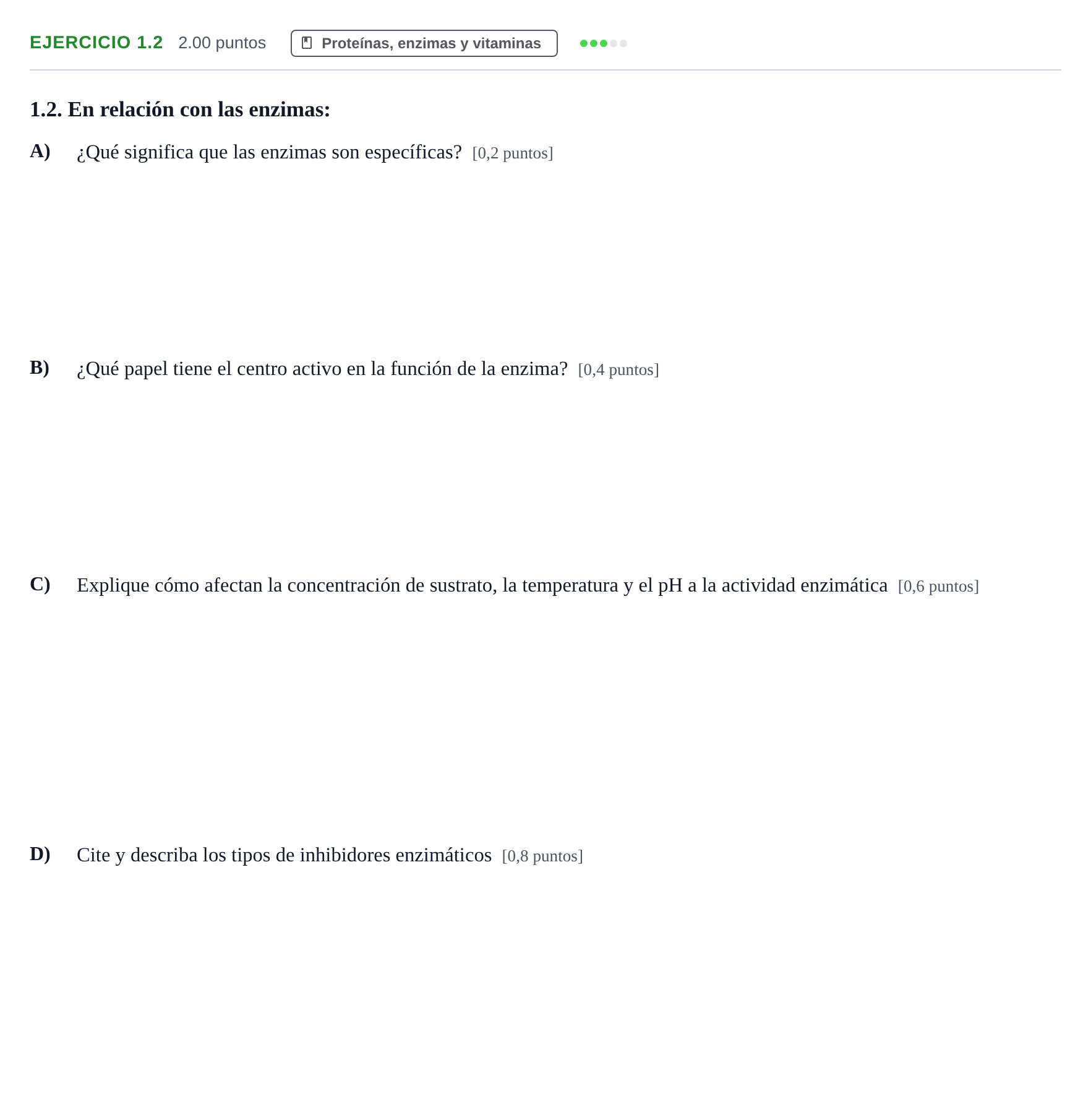 Enunciado: Ejercicio 1.2 · Biología PAU Murcia Ordinaria 2022