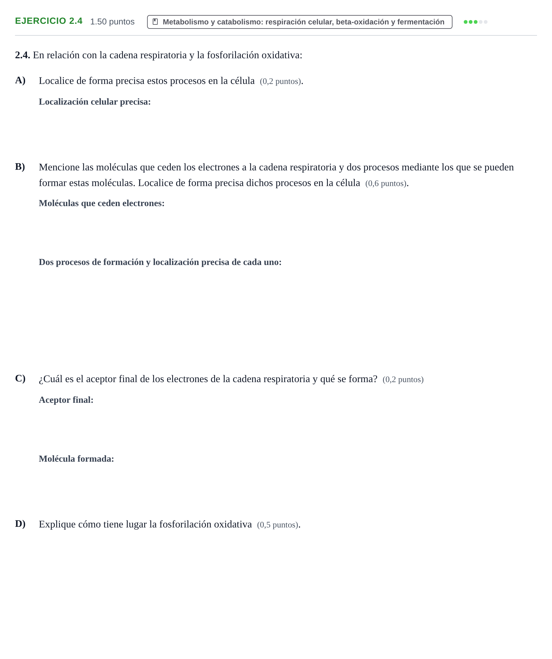 Enunciado: Ejercicio 2.4 · Biología PAU Murcia Ordinaria 2022