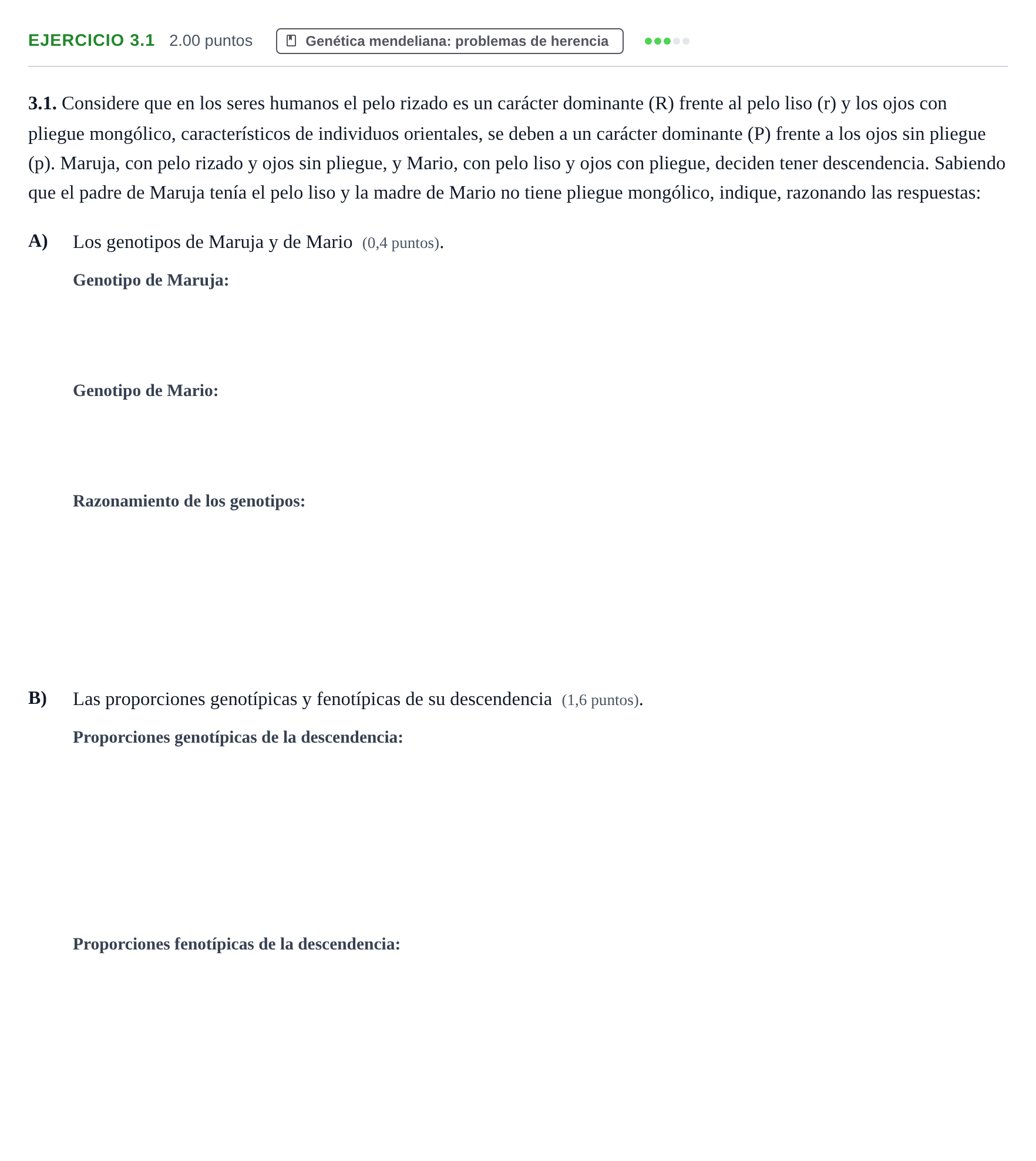 Enunciado: Ejercicio 3.1 · Biología PAU Murcia Ordinaria 2022