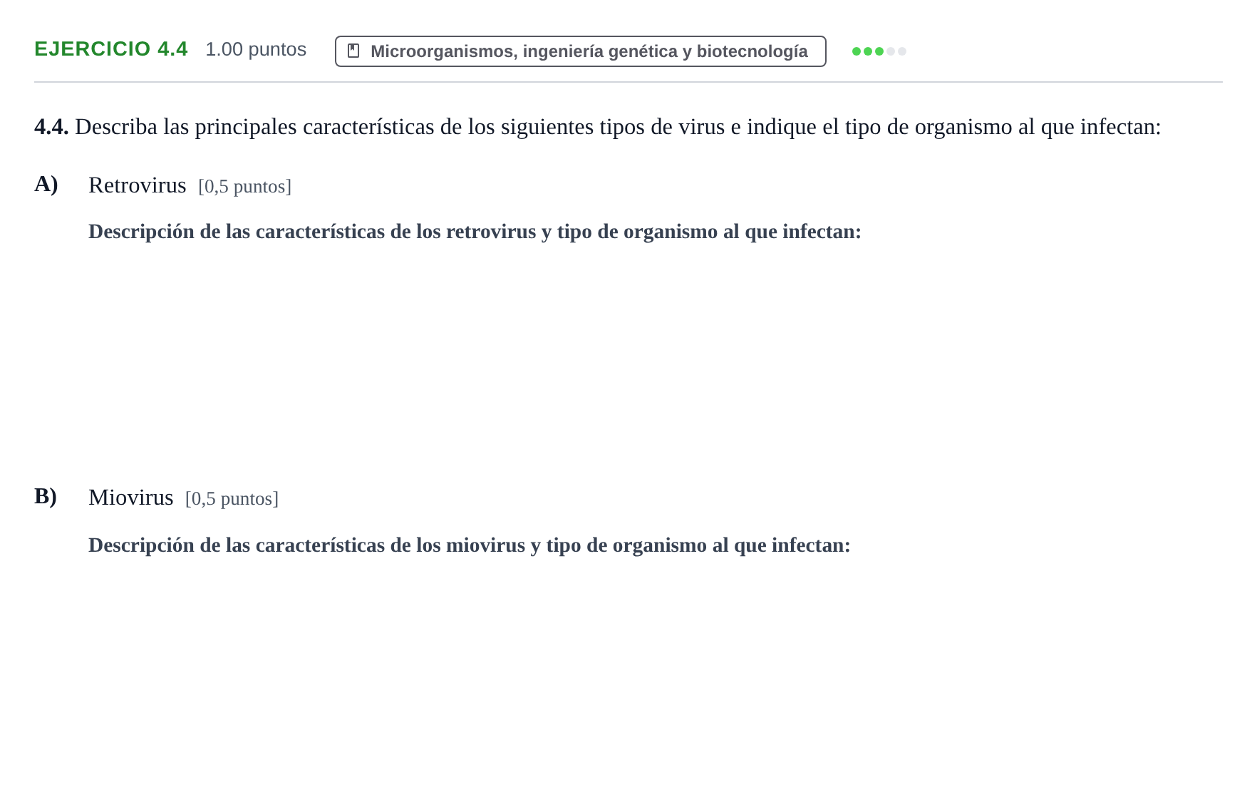 Enunciado: Ejercicio 4.4 · Biología PAU Murcia Ordinaria 2022