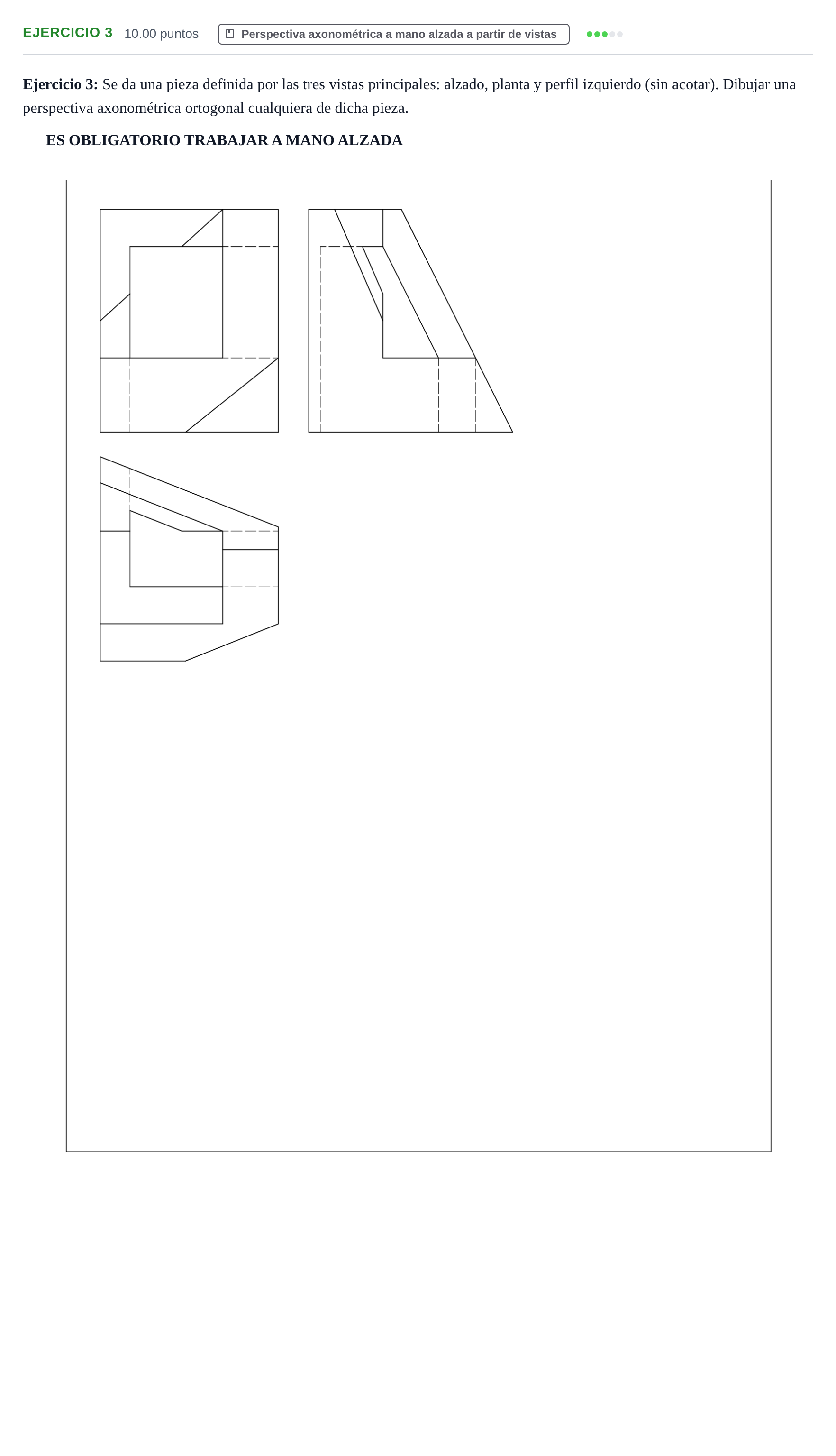 Enunciado: Ejercicio 3 · Dibujo técnico II PAU Murcia Ordinaria 2022