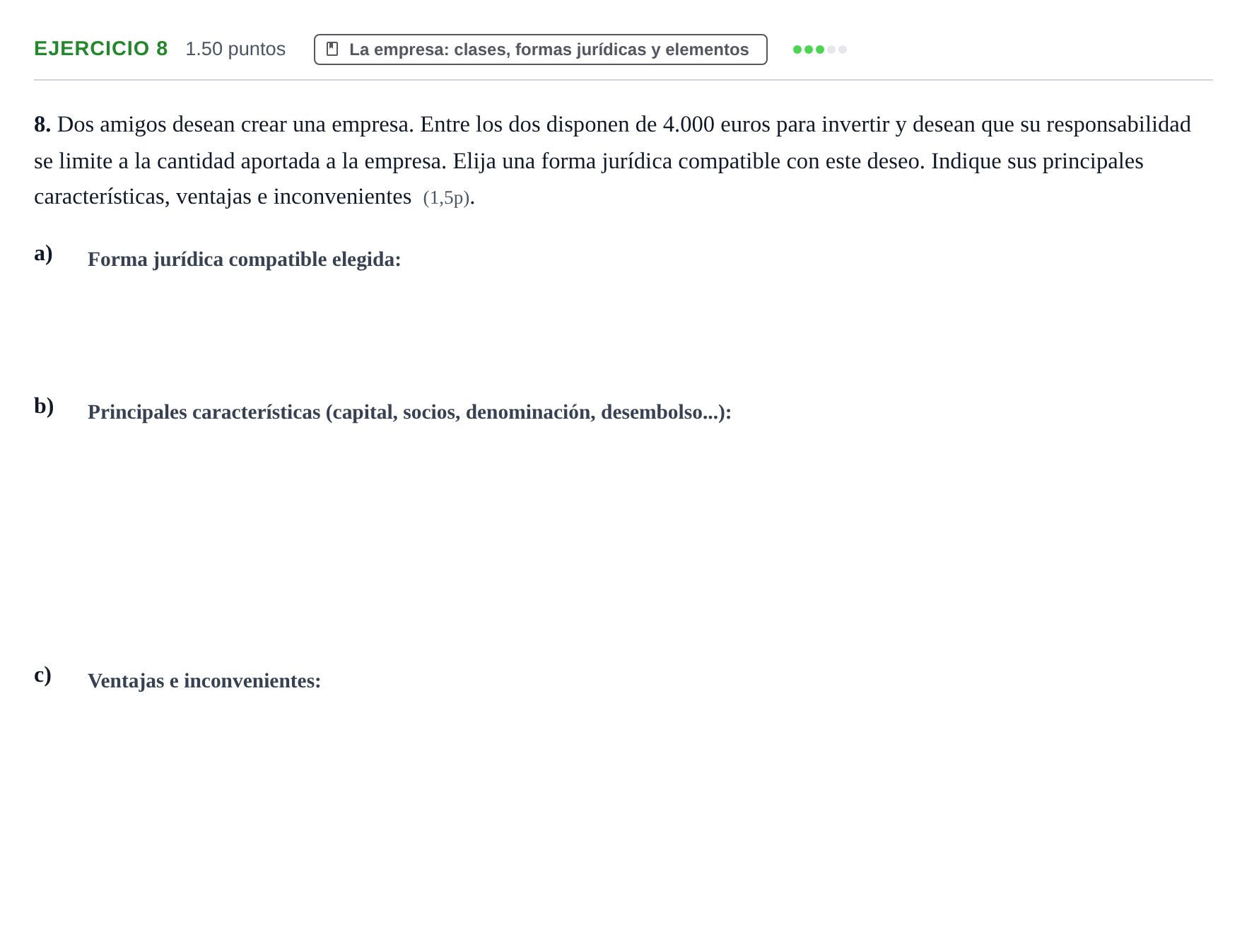 Enunciado: Problema 8 · Empresa y Diseño de Modelos de Negocio PAU Murcia Ordinaria 2022