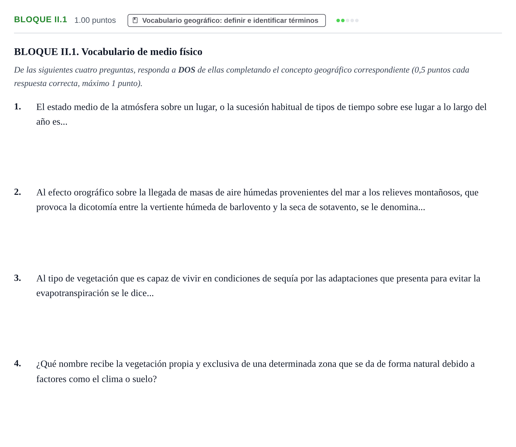 Enunciado: Bloque II.1 · Geografía PAU Murcia Ordinaria 2022