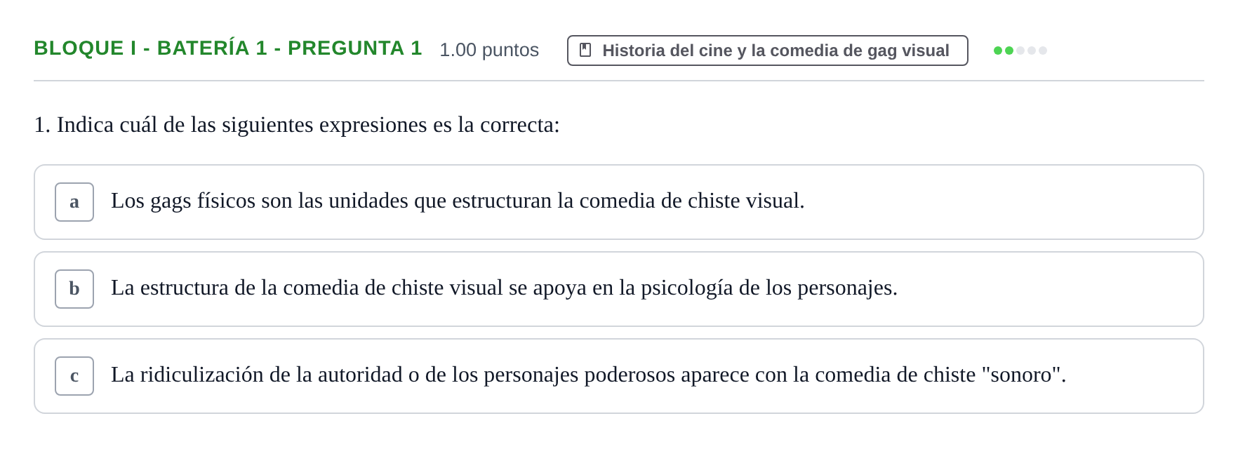 Enunciado: Bloque I - Batería 1 - Pregunta 1 · Cultura Audiovisual II PAU Murcia Ordinaria 2022