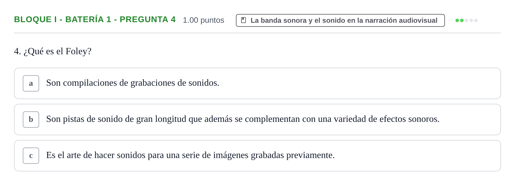 Enunciado: Bloque I - Batería 1 - Pregunta 4 · Cultura Audiovisual II PAU Murcia Ordinaria 2022