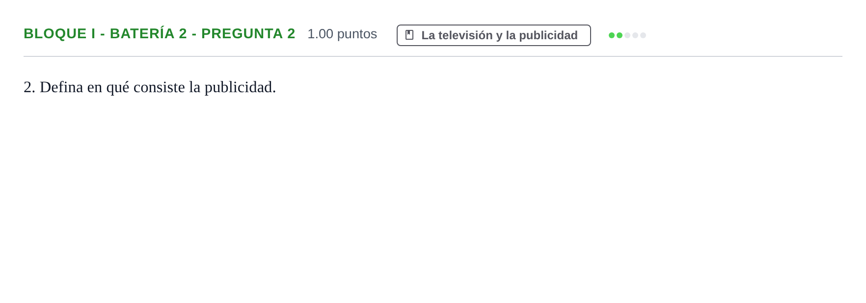 Enunciado: Bloque I - Batería 2 - Pregunta 2 · Cultura Audiovisual II PAU Murcia Ordinaria 2022