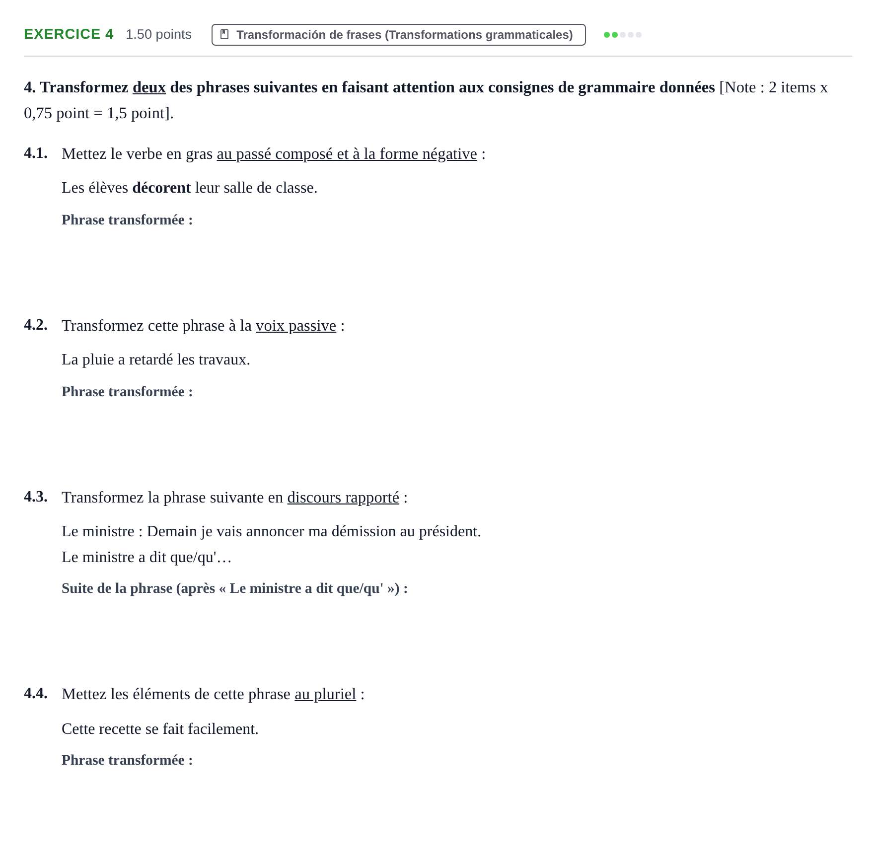 Enunciado: Exercice 4 · Francés PAU Murcia Ordinaria 2022