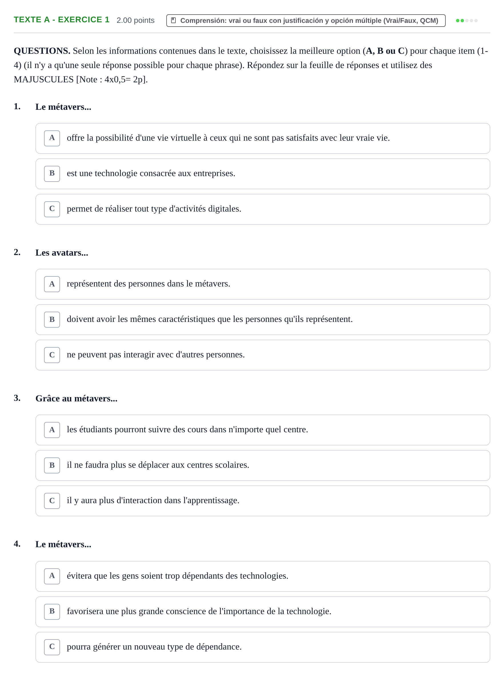 Enunciado: Ejercicio Texte A - Exercice 1 · Francés PAU Murcia Ordinaria 2022