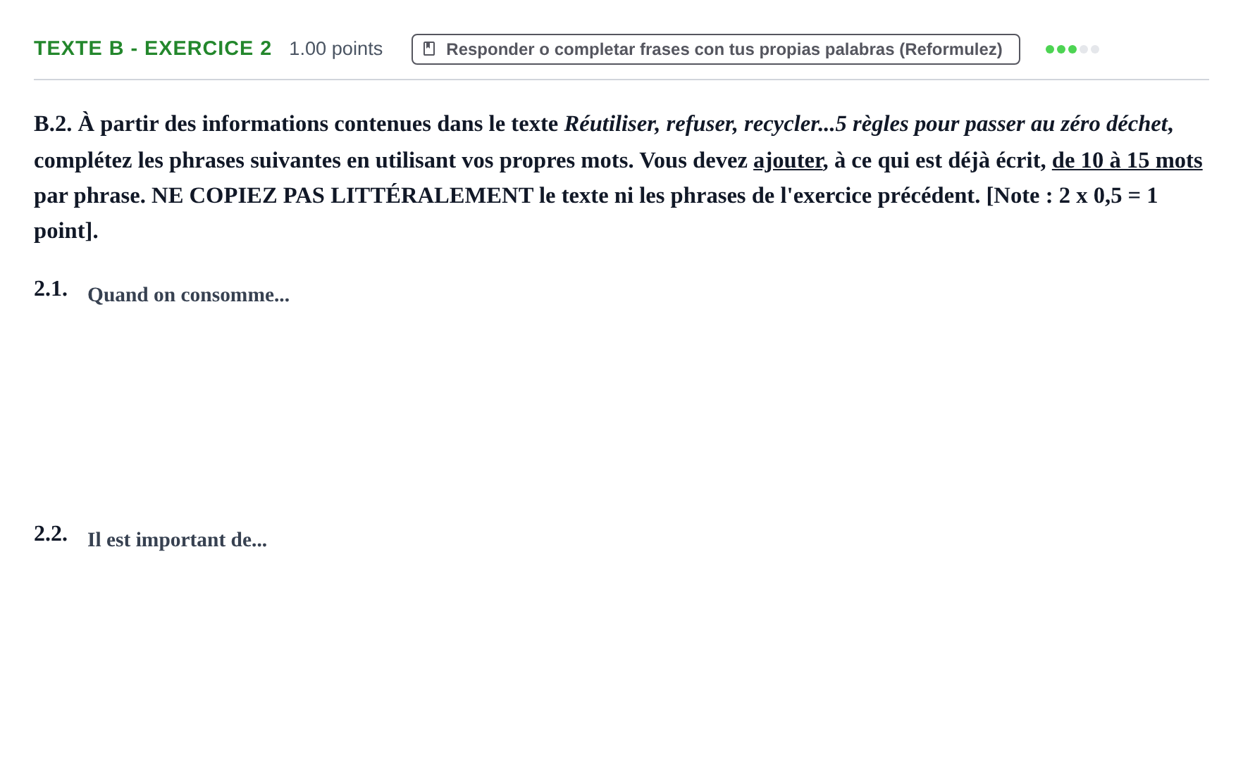 Enunciado: Ejercicio Texte B - Exercice 2 · Francés PAU Murcia Ordinaria 2022