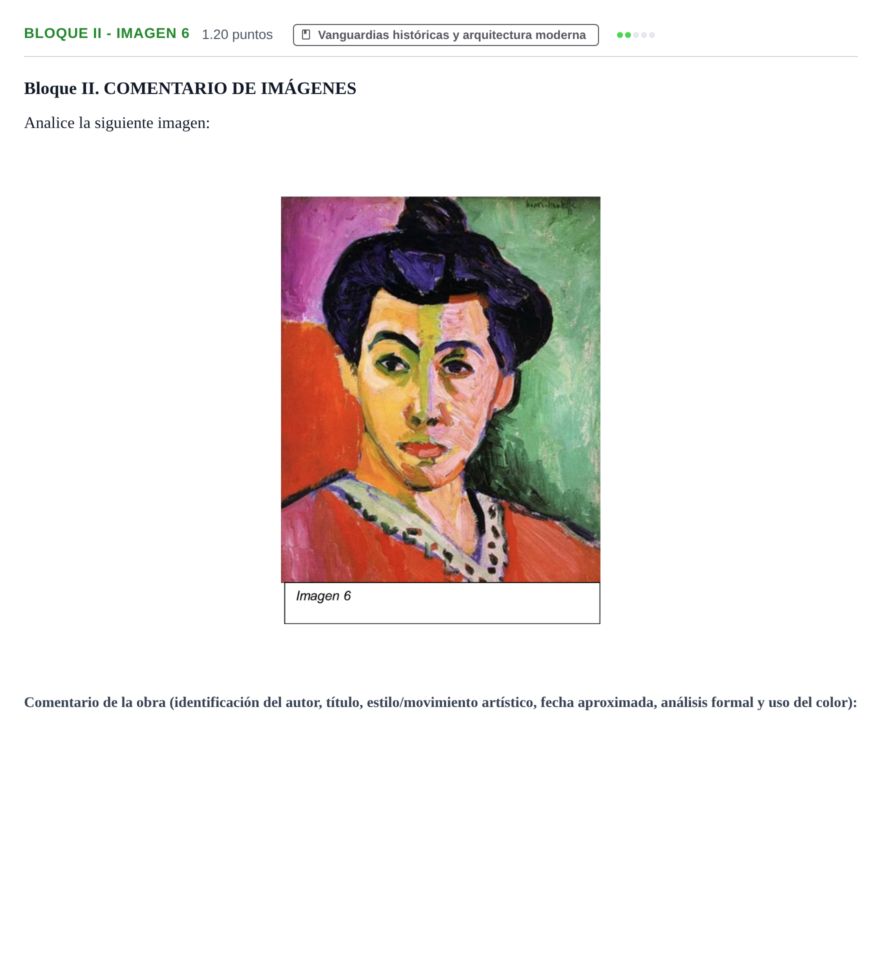 Enunciado: Bloque II - Imagen 6 · Fundamentos Artísticos PAU Murcia Ordinaria 2022