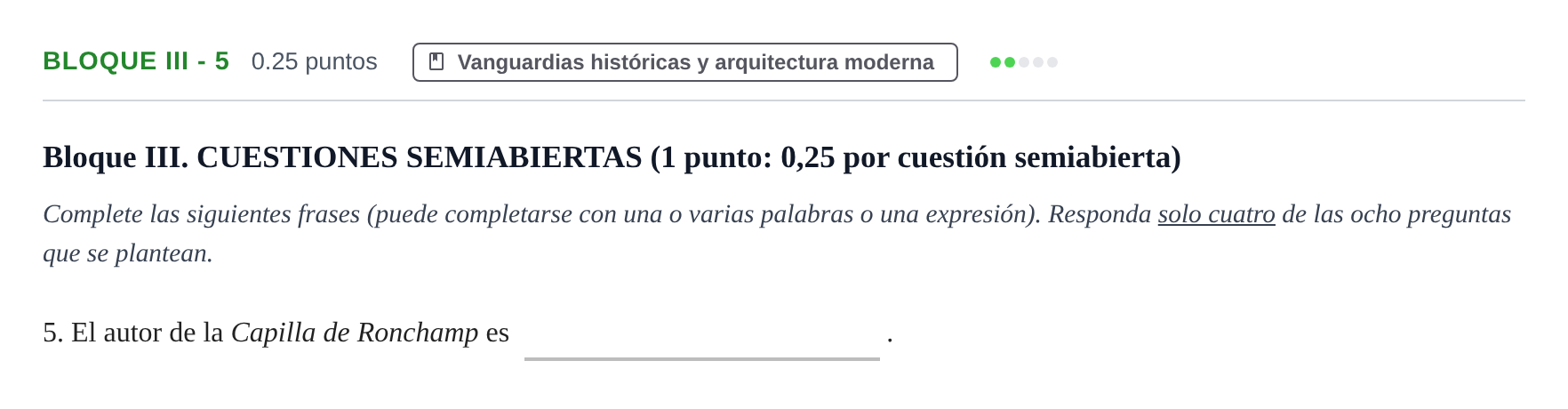 Enunciado: Bloque III - 5 · Fundamentos Artísticos PAU Murcia Ordinaria 2022